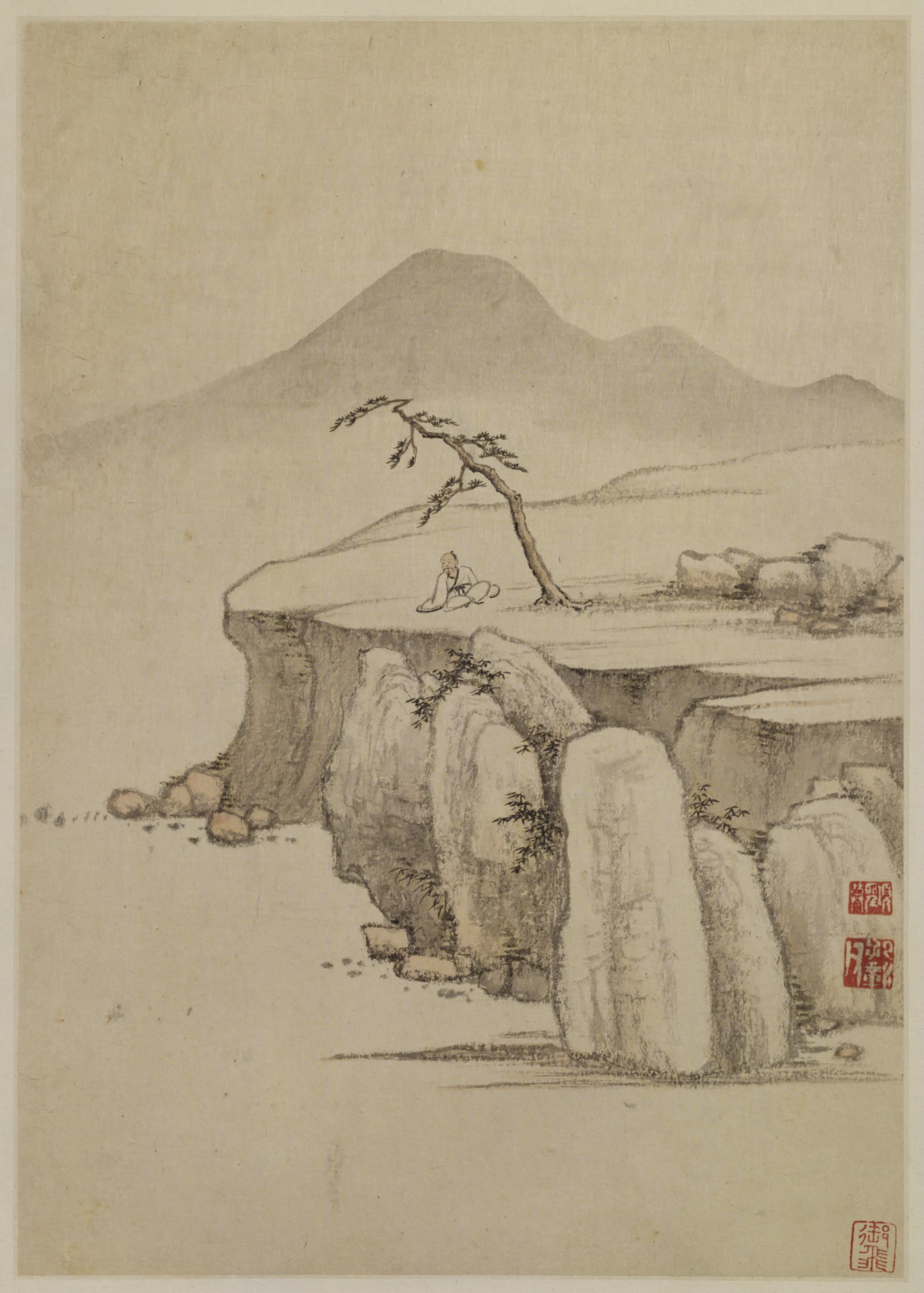 明朝【项圣谟】《山水花卉册（8开）》 第8张