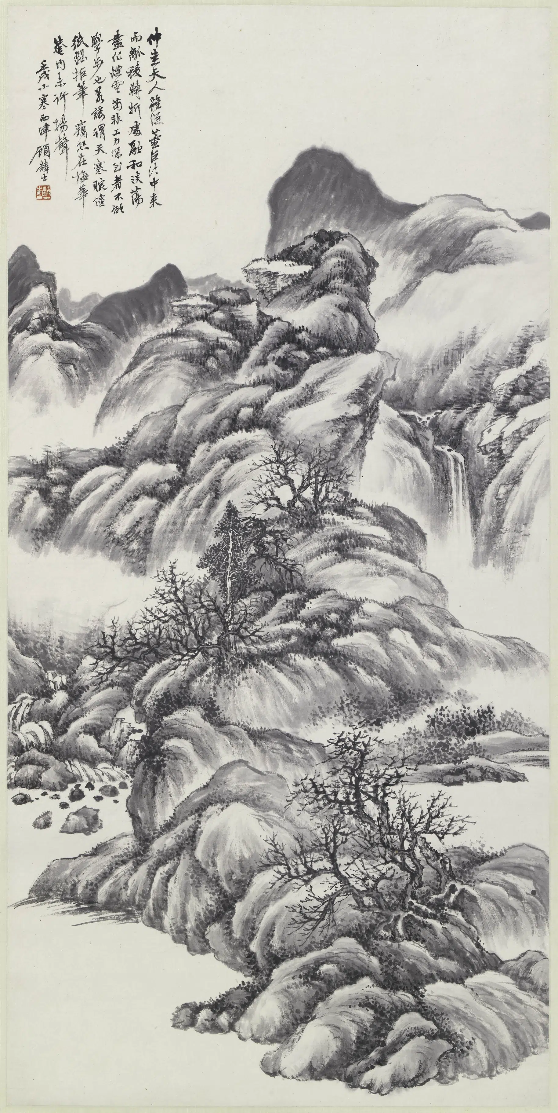 清代【顾鹤逸（顾麟士）】《山水图轴》