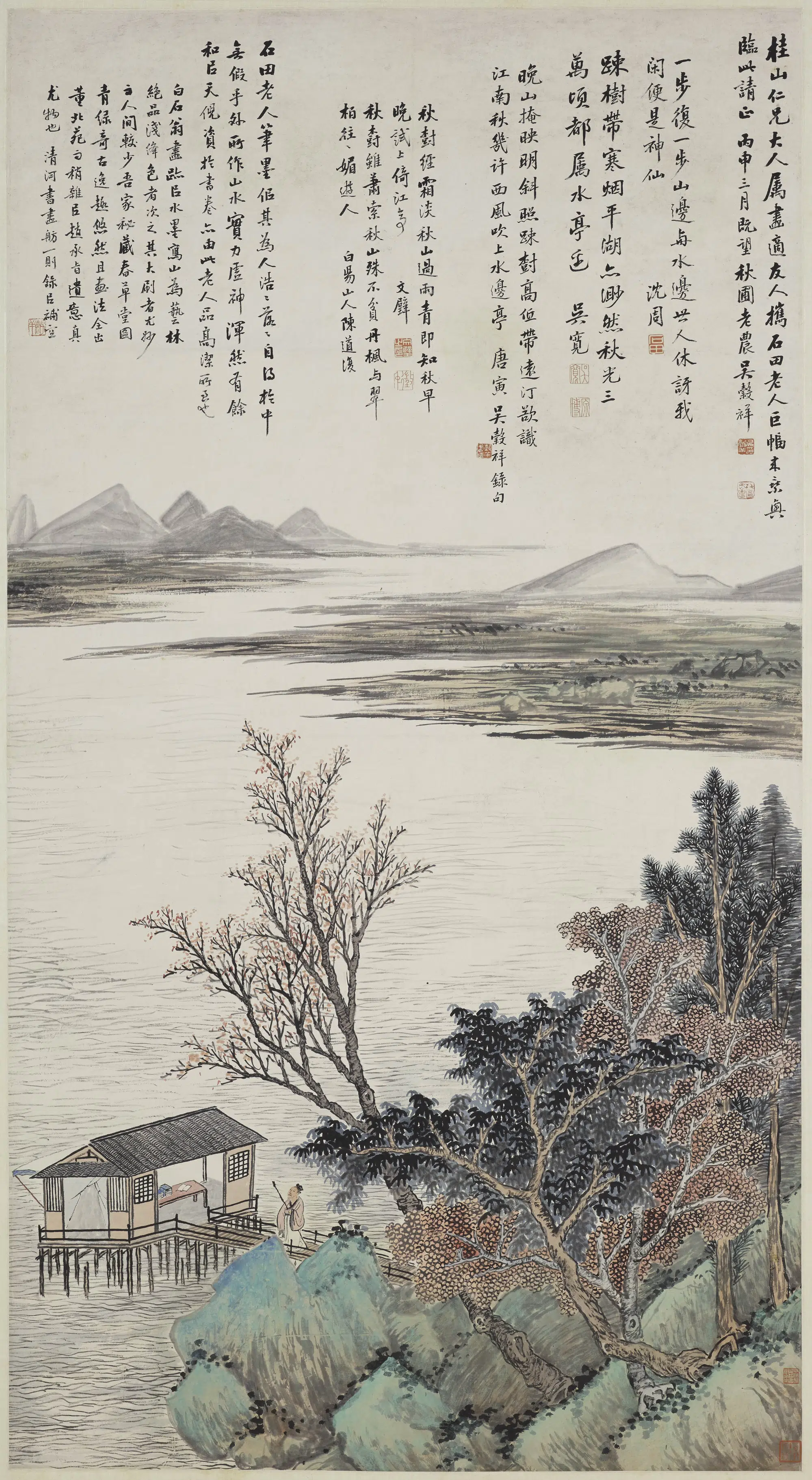 清代【吴谷祥（吴榖祥）】《临石田青绿山水轴》