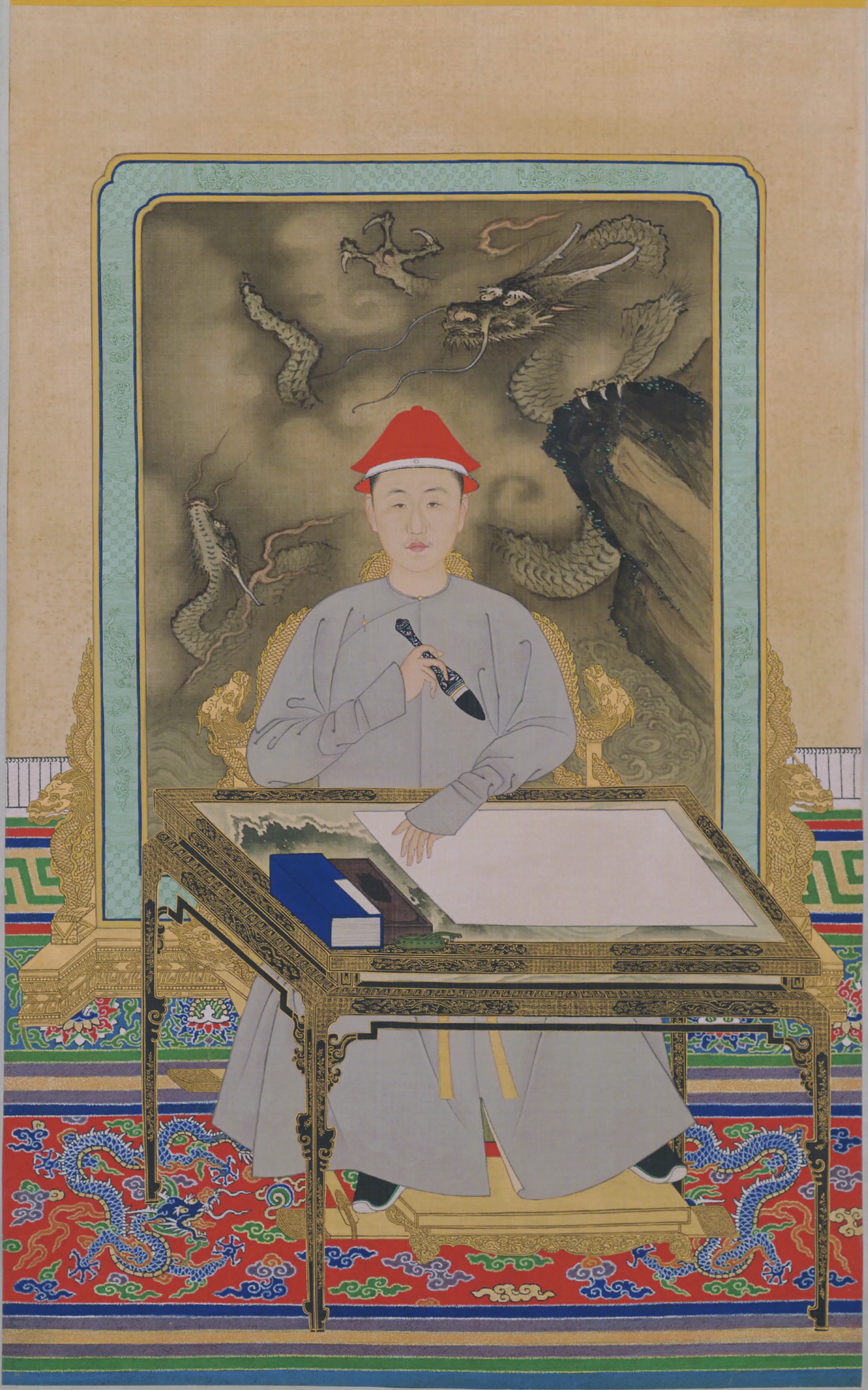 清代【爱新觉罗玄烨-康熙】《清人画常服像轴》