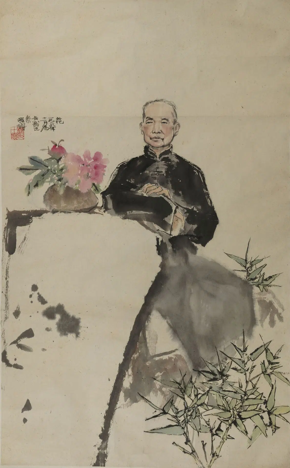 近现代【程十发】《吴昌硕造像轴》
