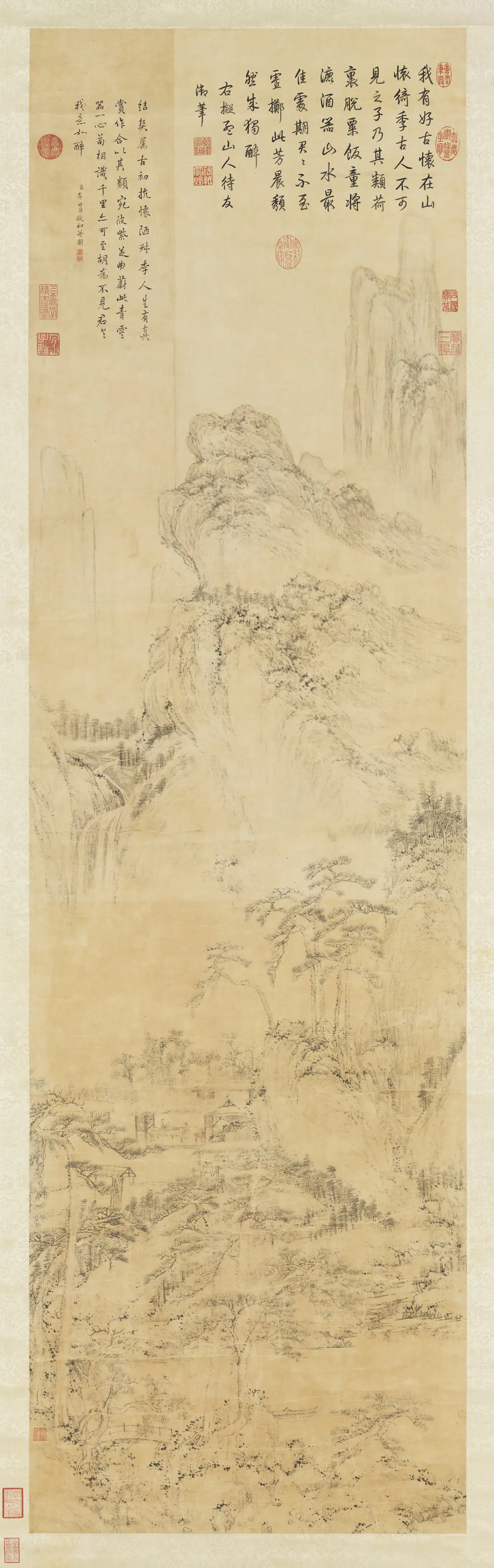 清代【李世倬】《绘高宗御笔拟古诗图轴》