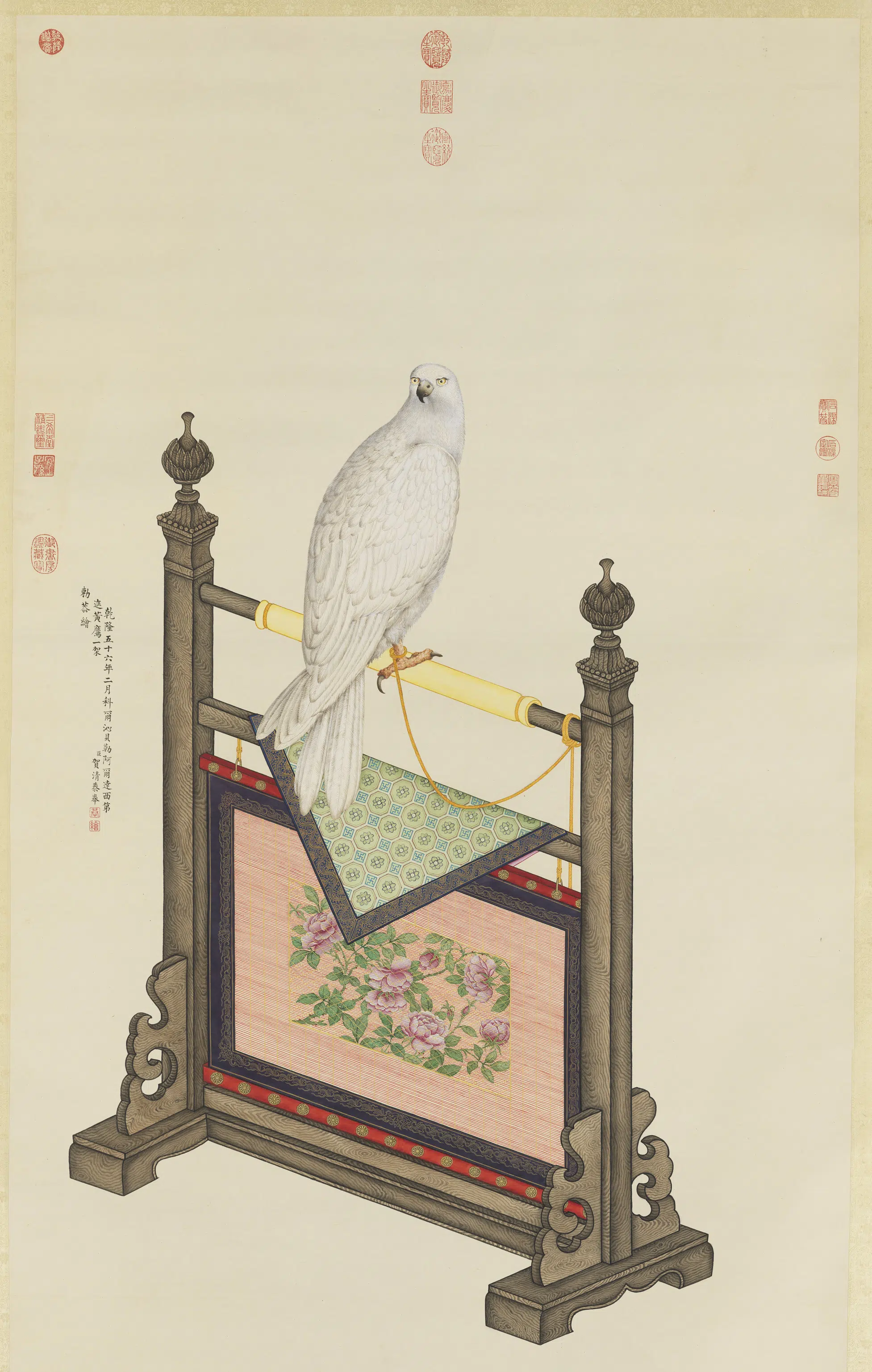 清代【贺清泰】《画黄鹰图轴》