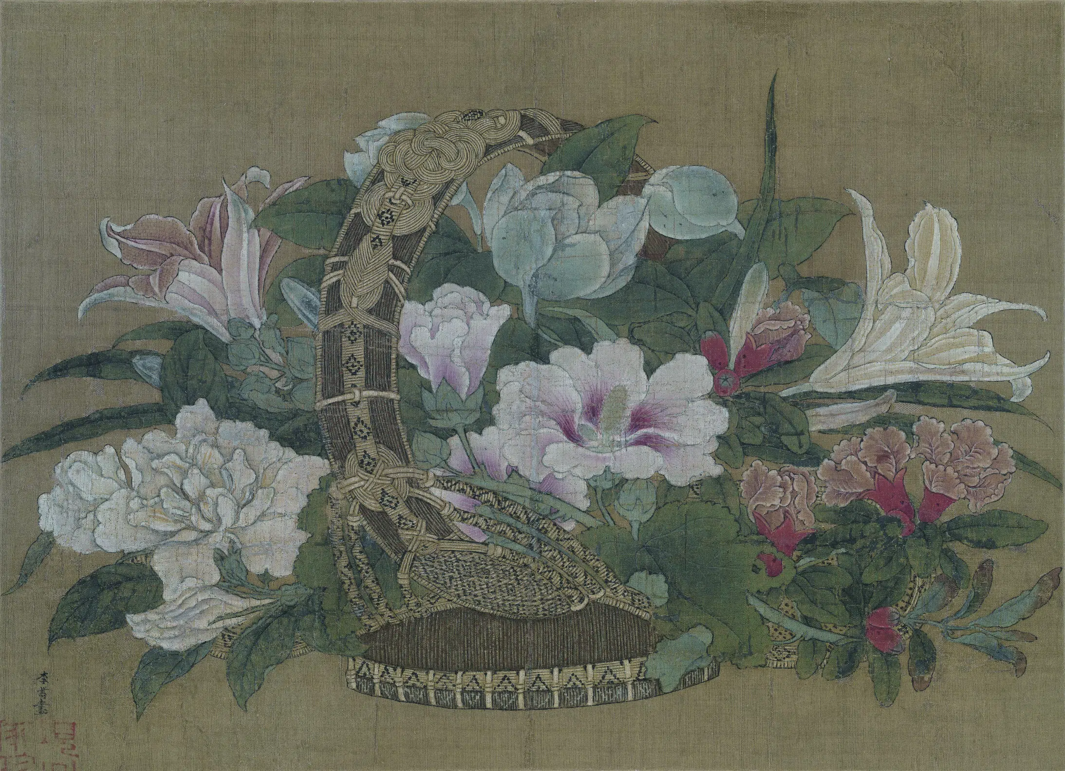 南宋【李嵩】《花篮图（夏）-4版本》 第2张