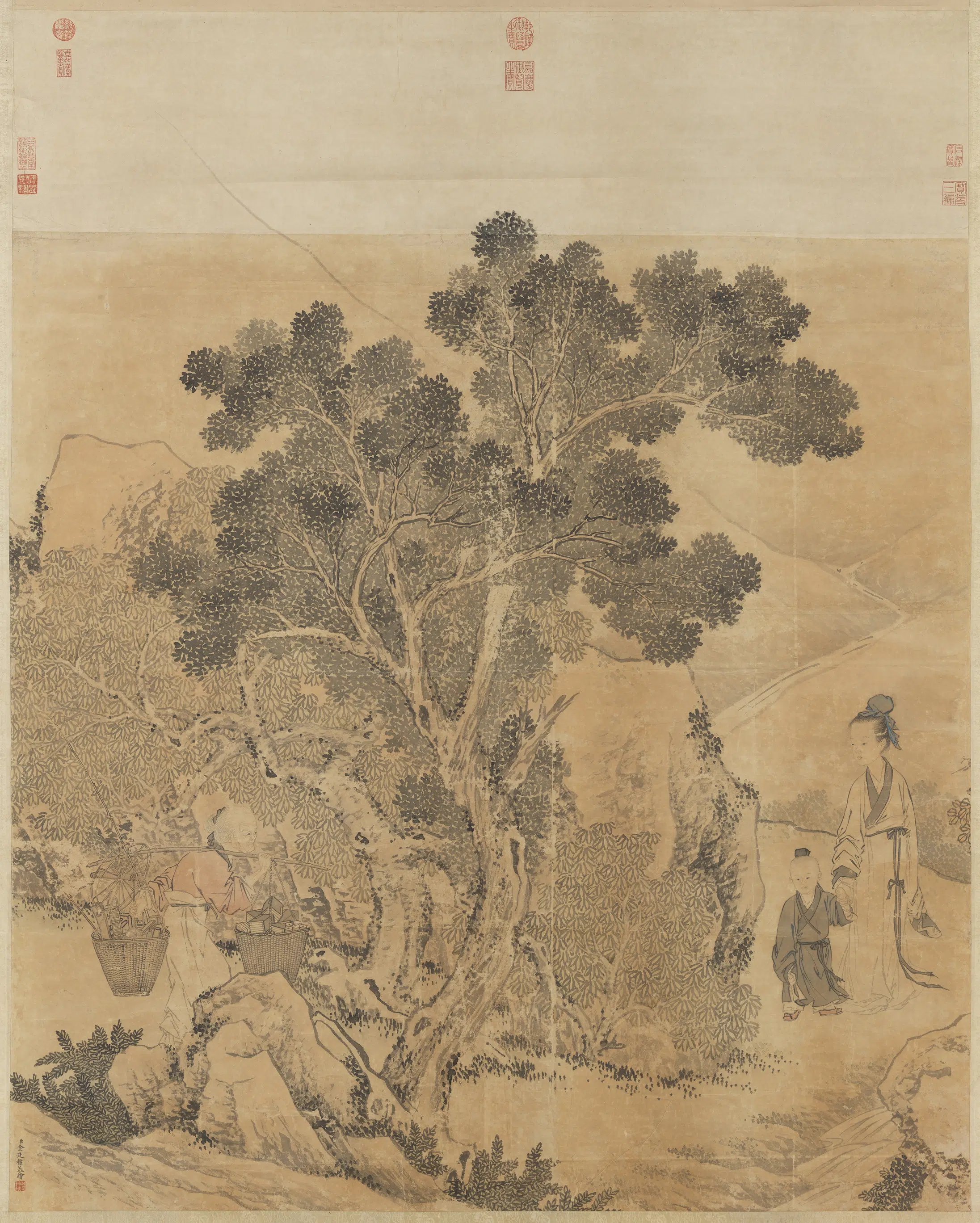 清代【金廷标】《孟母移居图轴》