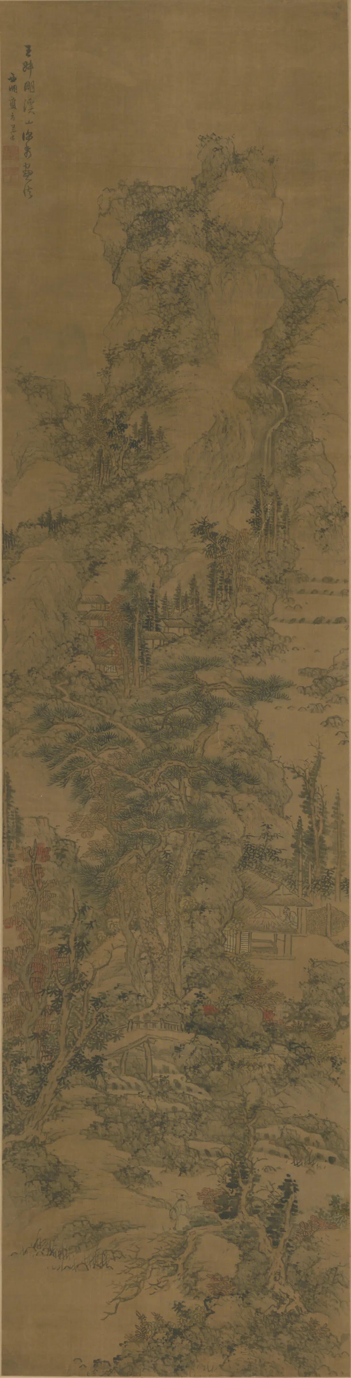 清代【蓝孟】《溪山深秀图轴》