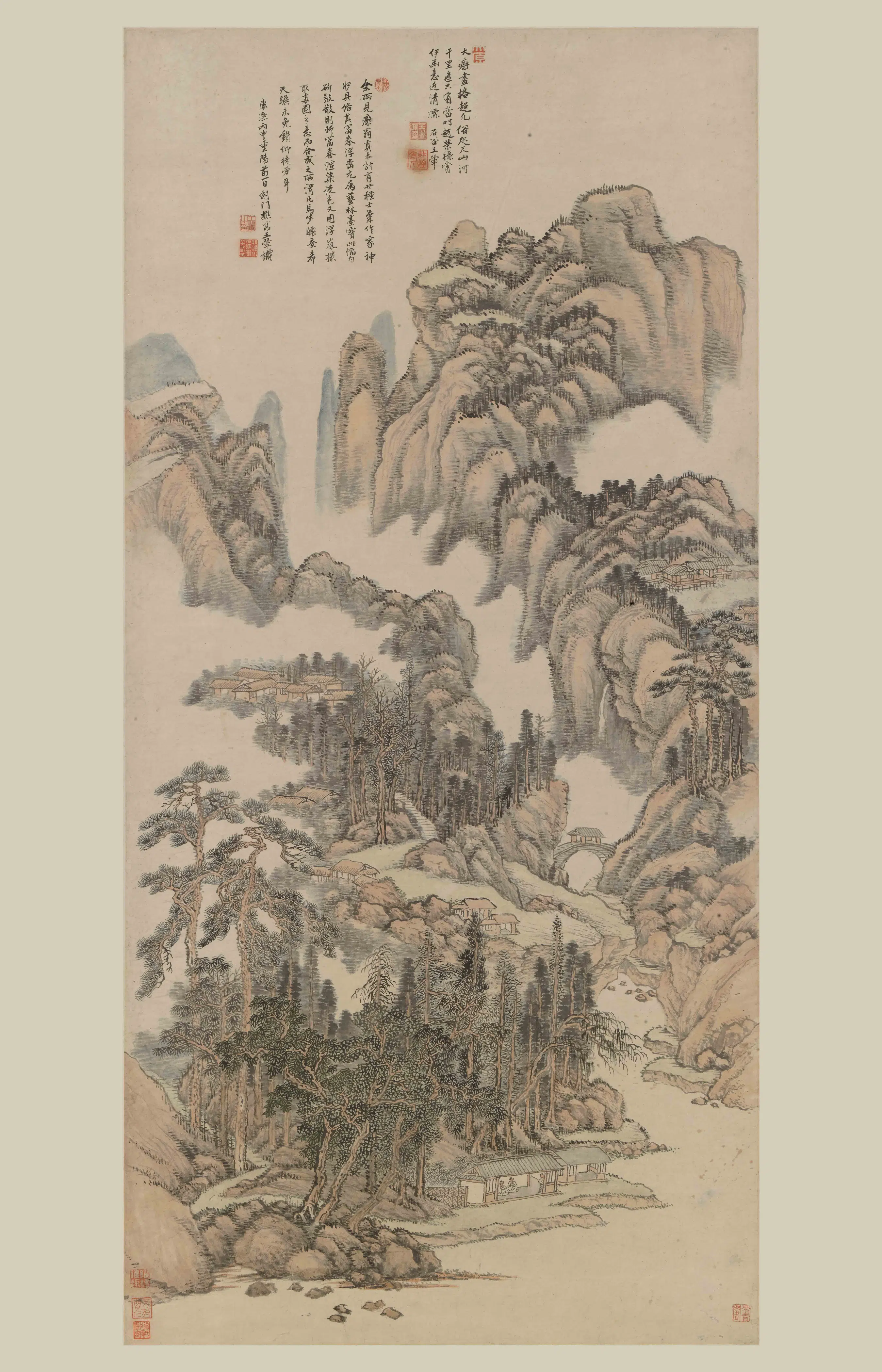 清代【王翚】《仿黄公望山水轴》