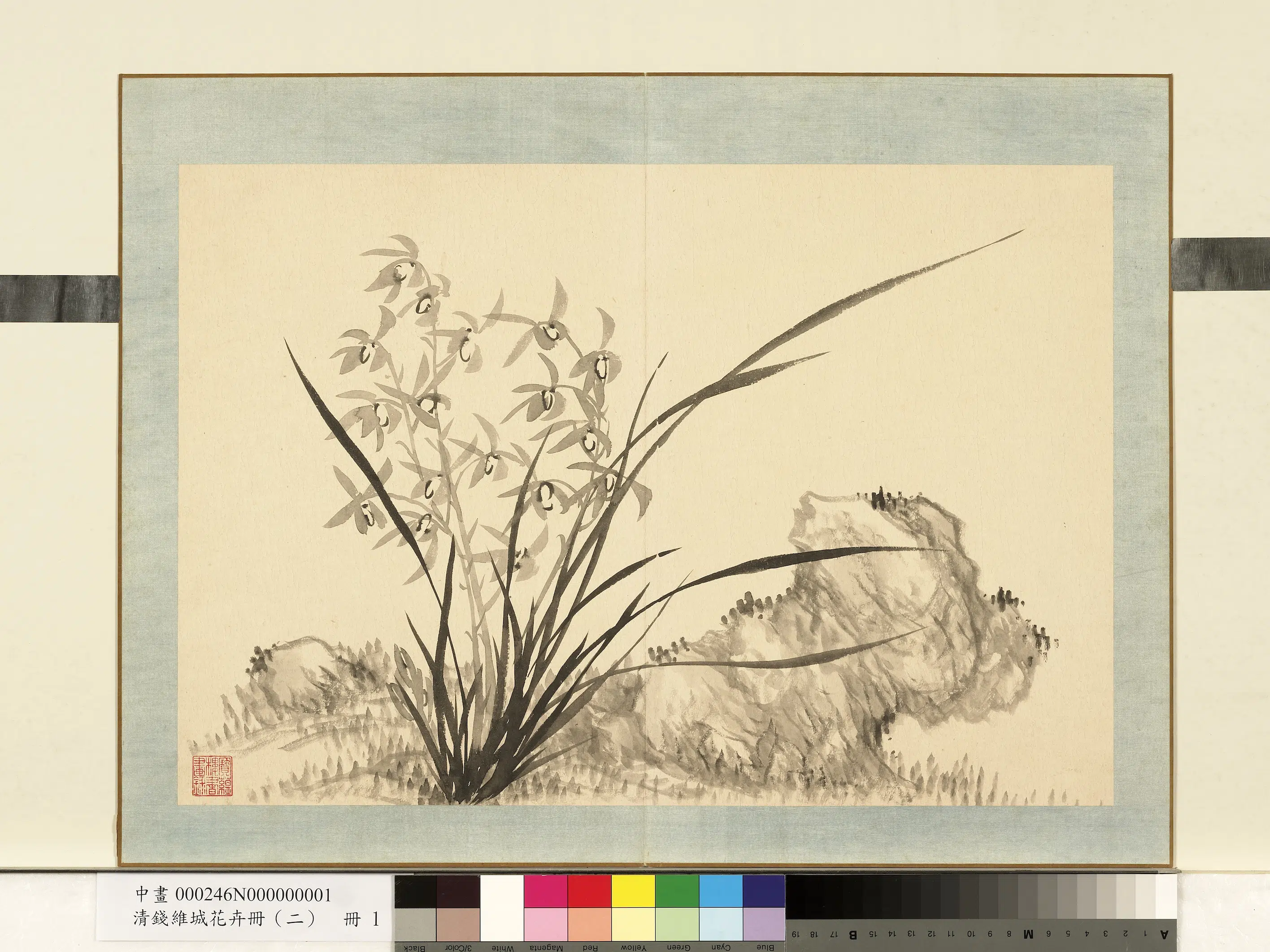 清代【钱维城】《花卉册（二）册-画兰之一》