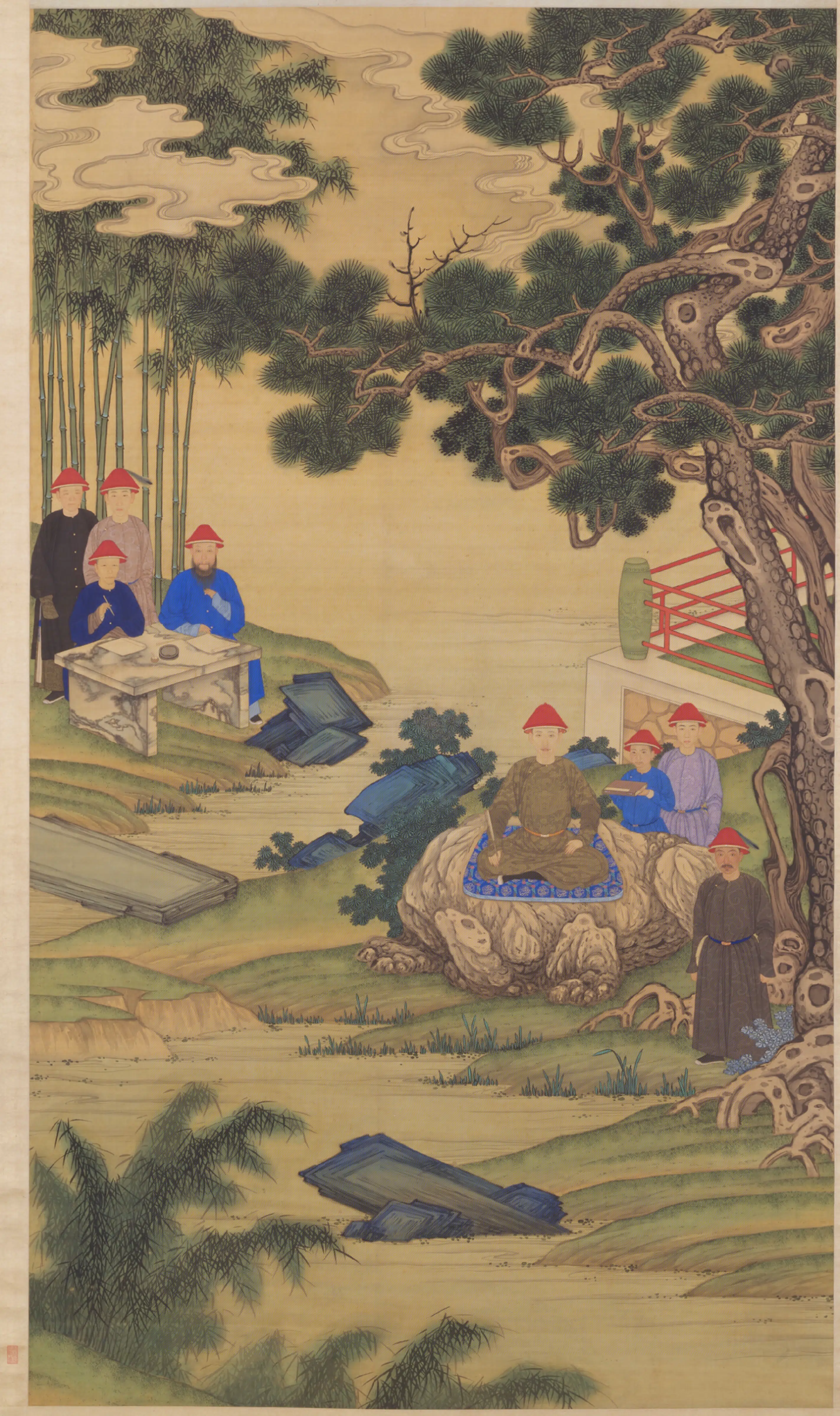 清代【爱新觉罗胤禛-清世宗雍正皇帝】《清人画行乐图轴-1》