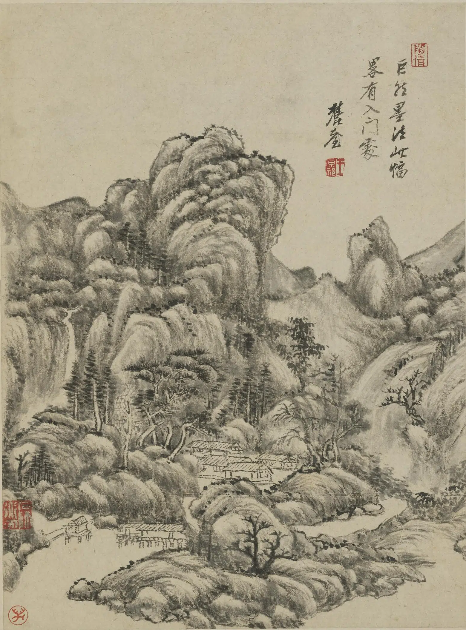 清代【王原祁】《仿古山水图册-2》 第3张 清代【王原祁】《仿古山水图册-2》 第3张