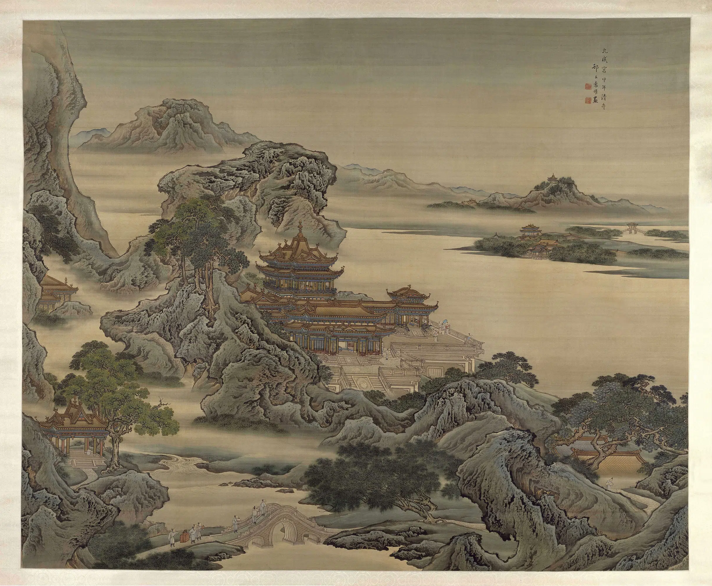 清代【袁耀】《九成宫图轴》