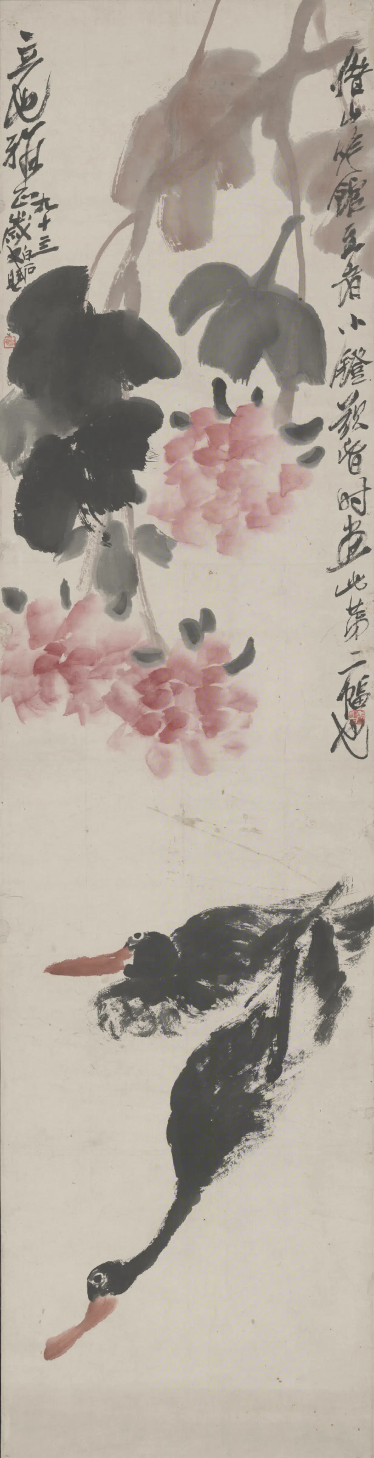 近现代【齐白石】《画鸭图镜心》