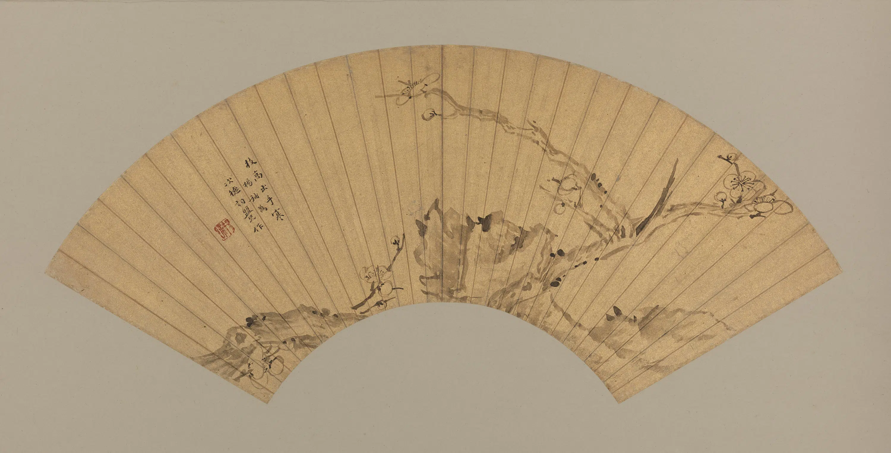 明朝【杨补】《梅花扇面》