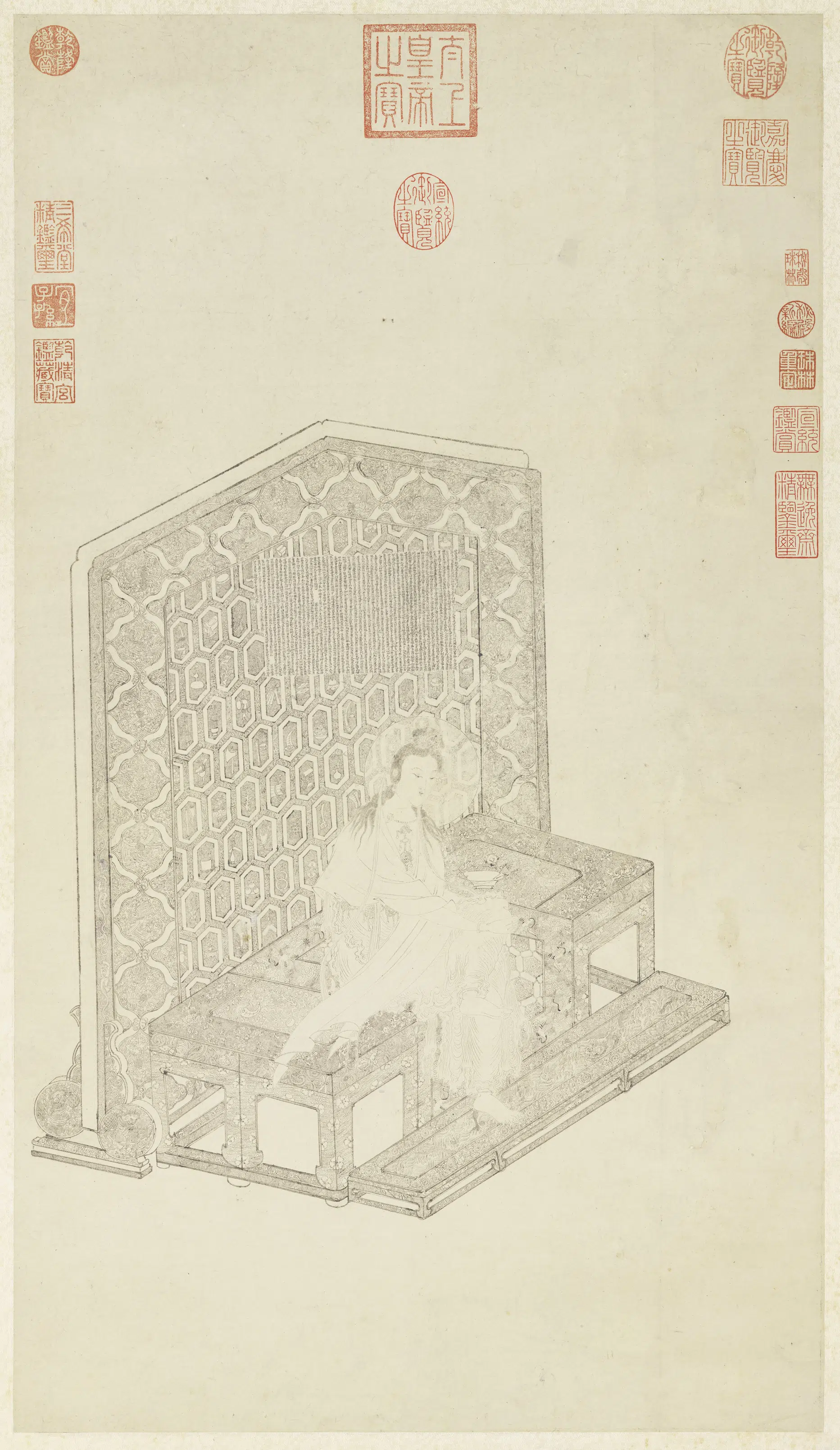 宋代《宋人白描大士像图轴》