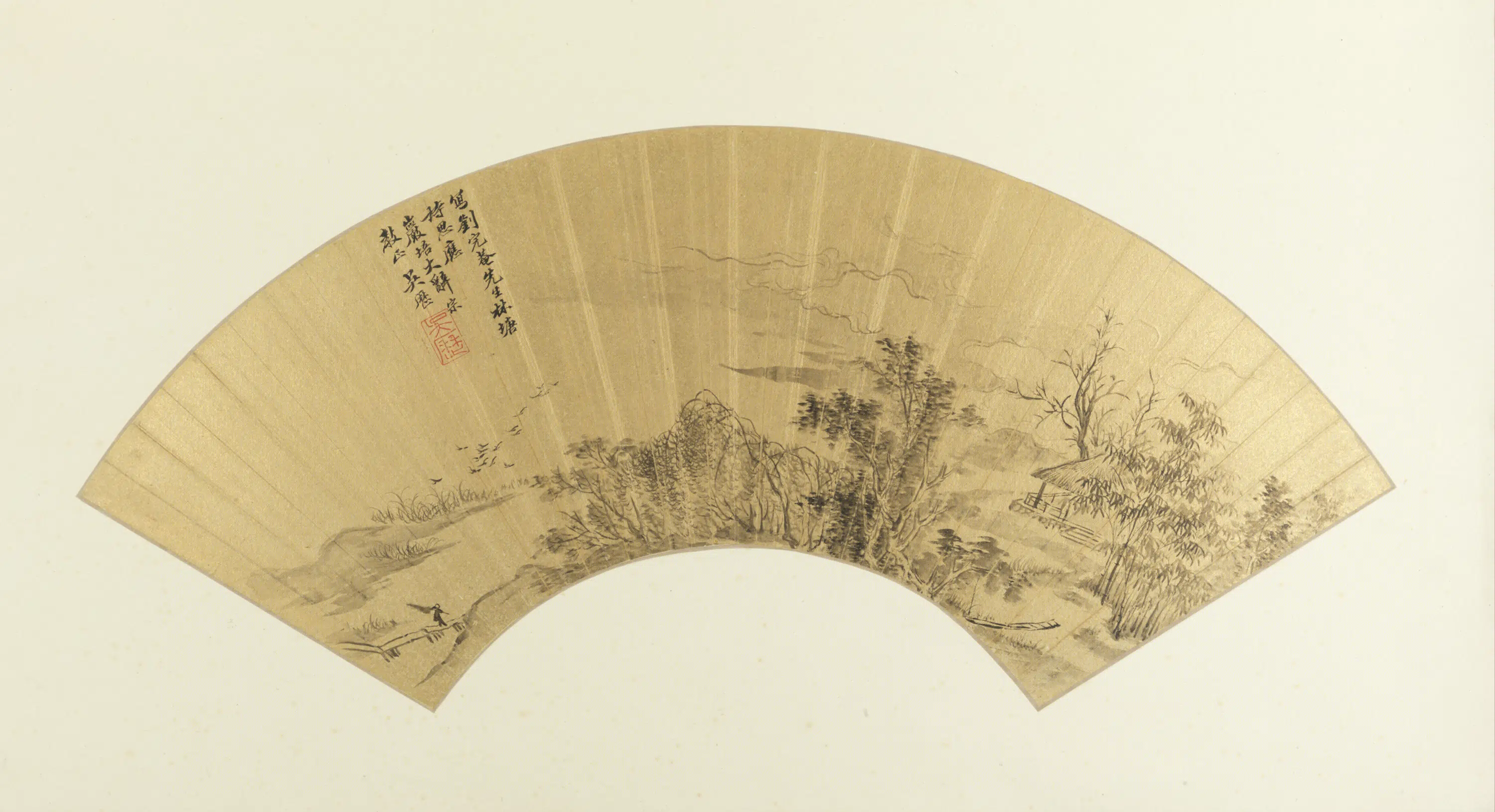 清代【吴历】《林塘诗思图扇页》 第1张 清代【吴历】《林塘诗思图扇页》 第1张