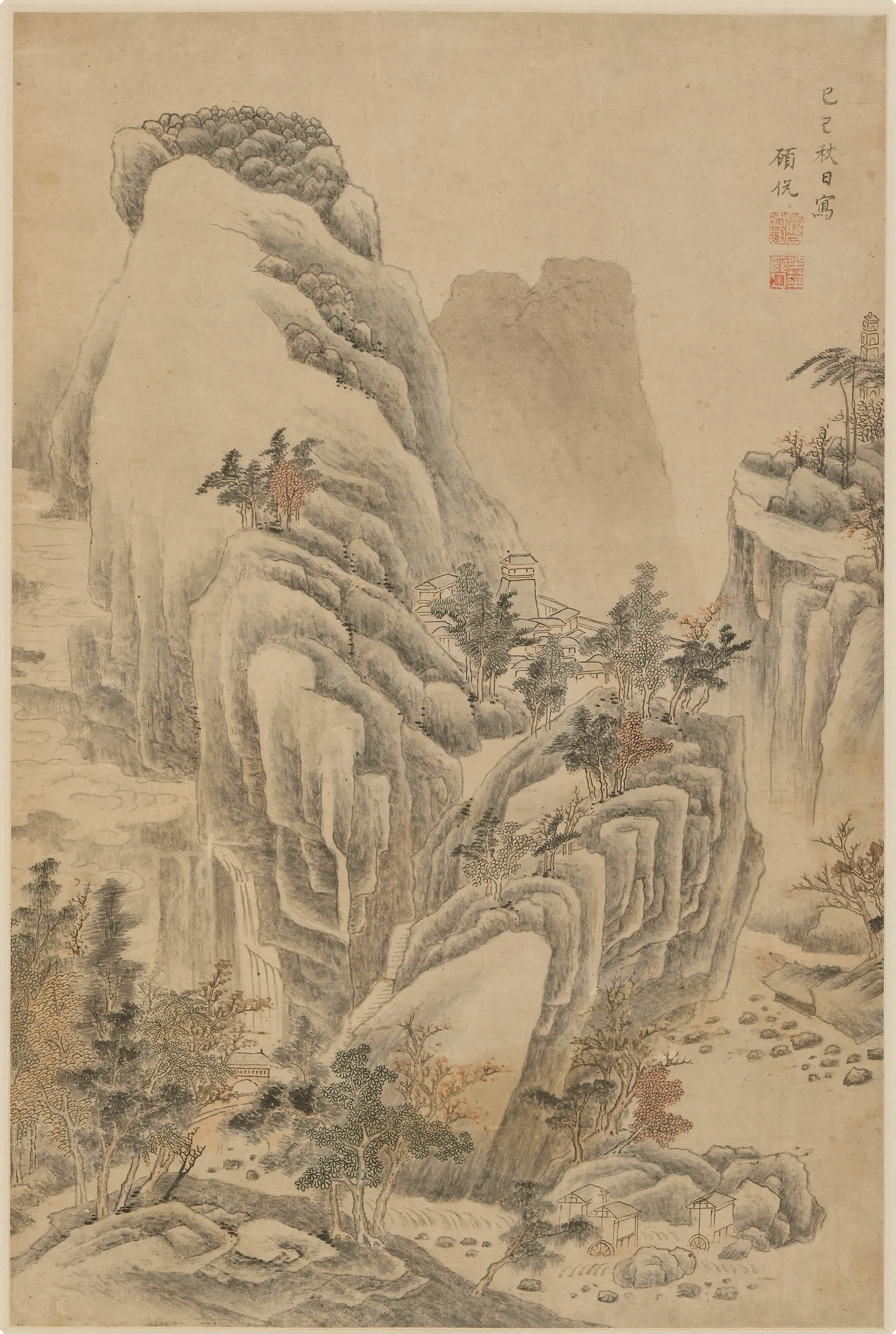 清代【顾侃】《山水轴》