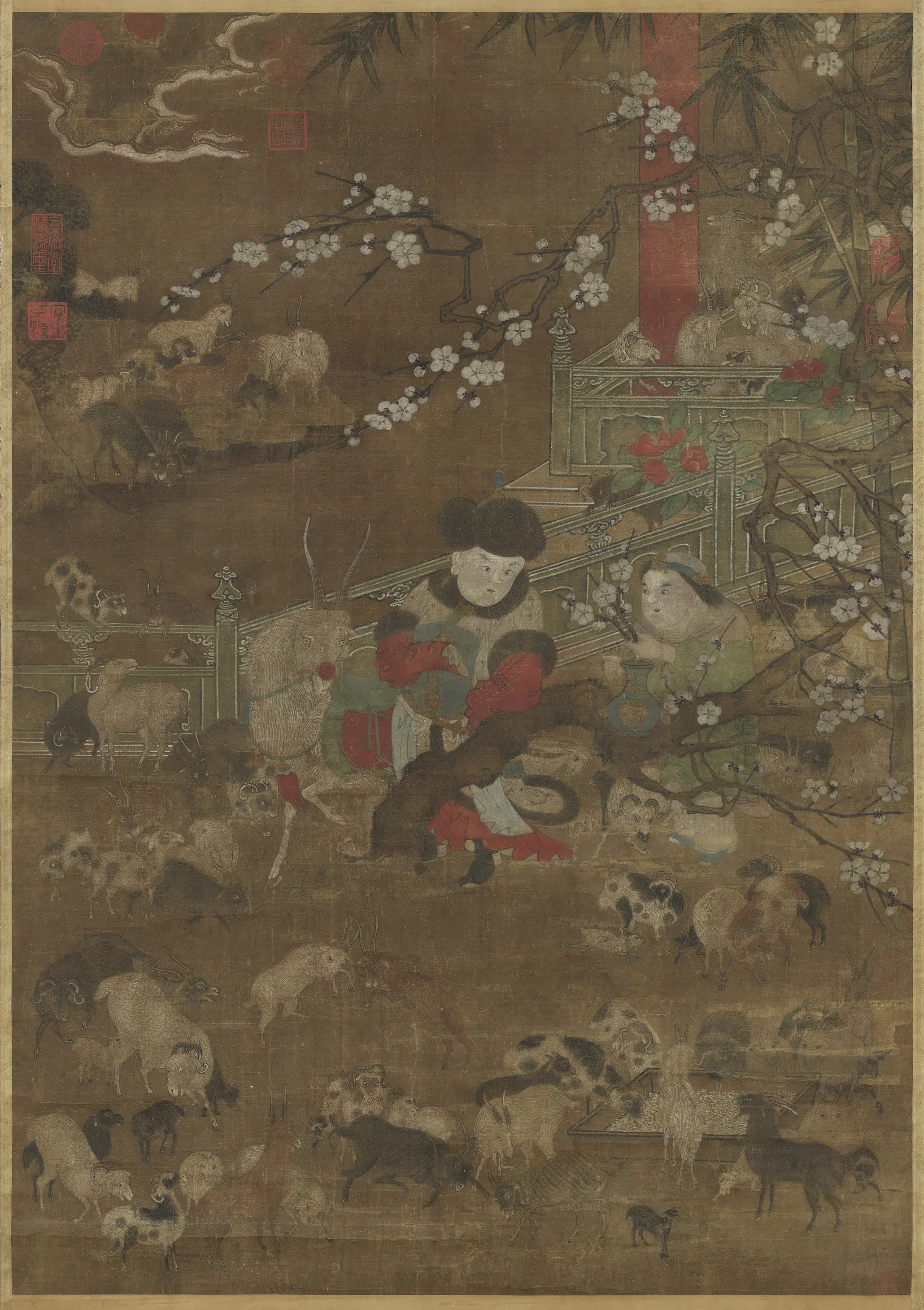 宋代《宋人吉羊开泰图轴》