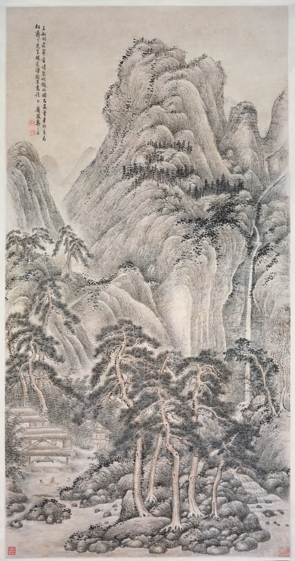 清代【禹之鼎】《仿王蒙山水轴》