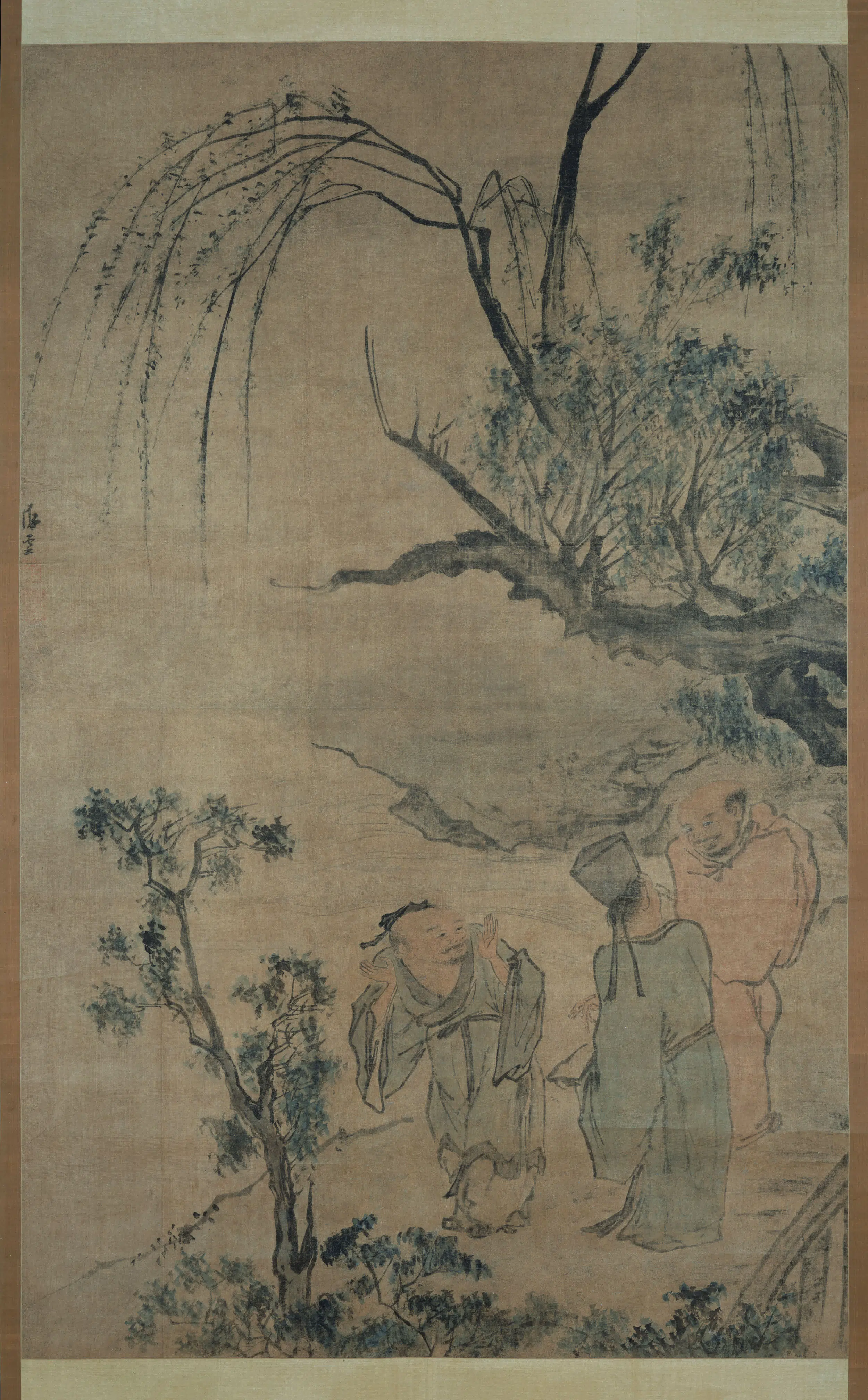明朝【汪肇】《虎溪三笑图轴》