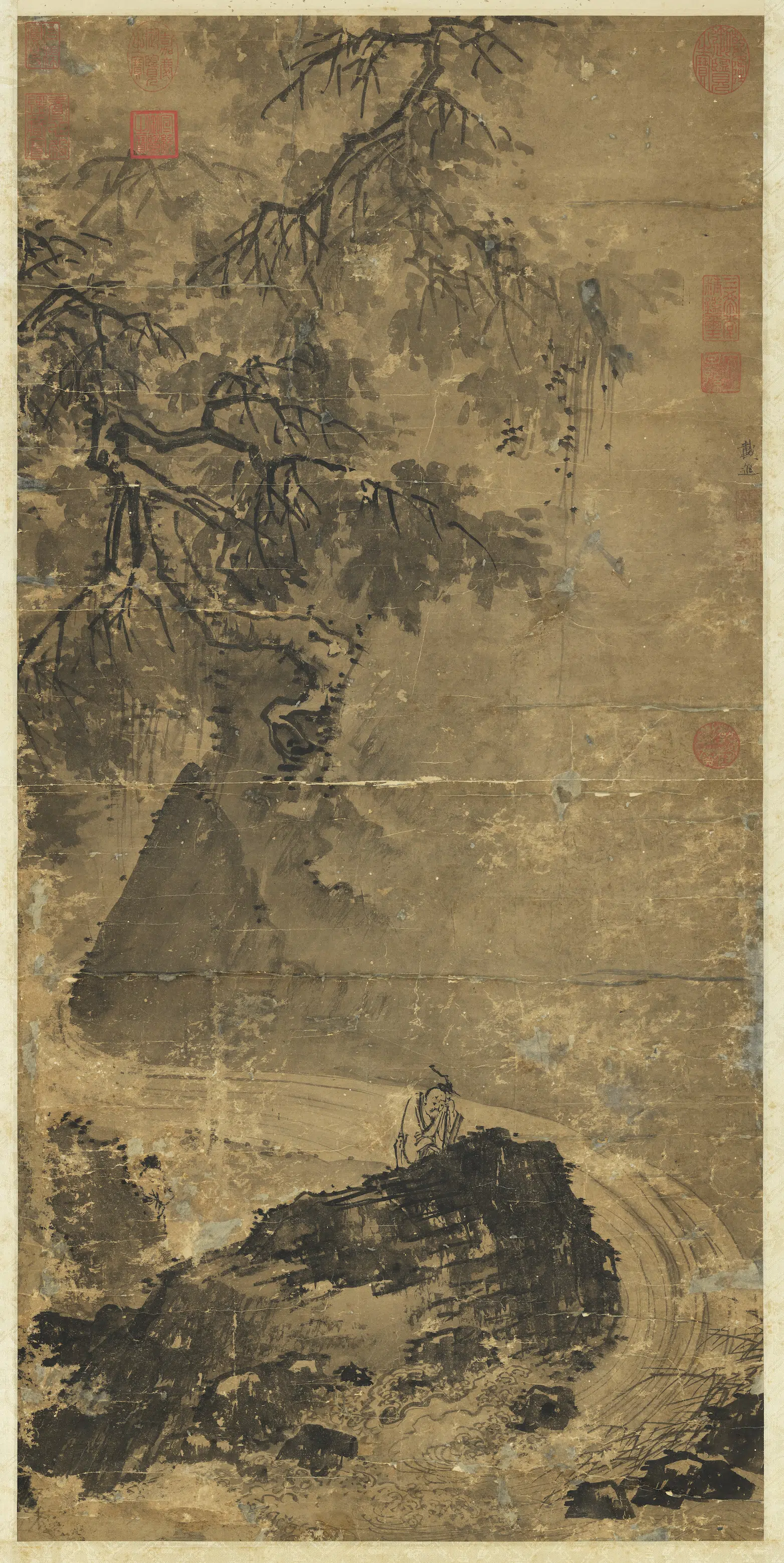 明朝【戴进】《听泉图轴》