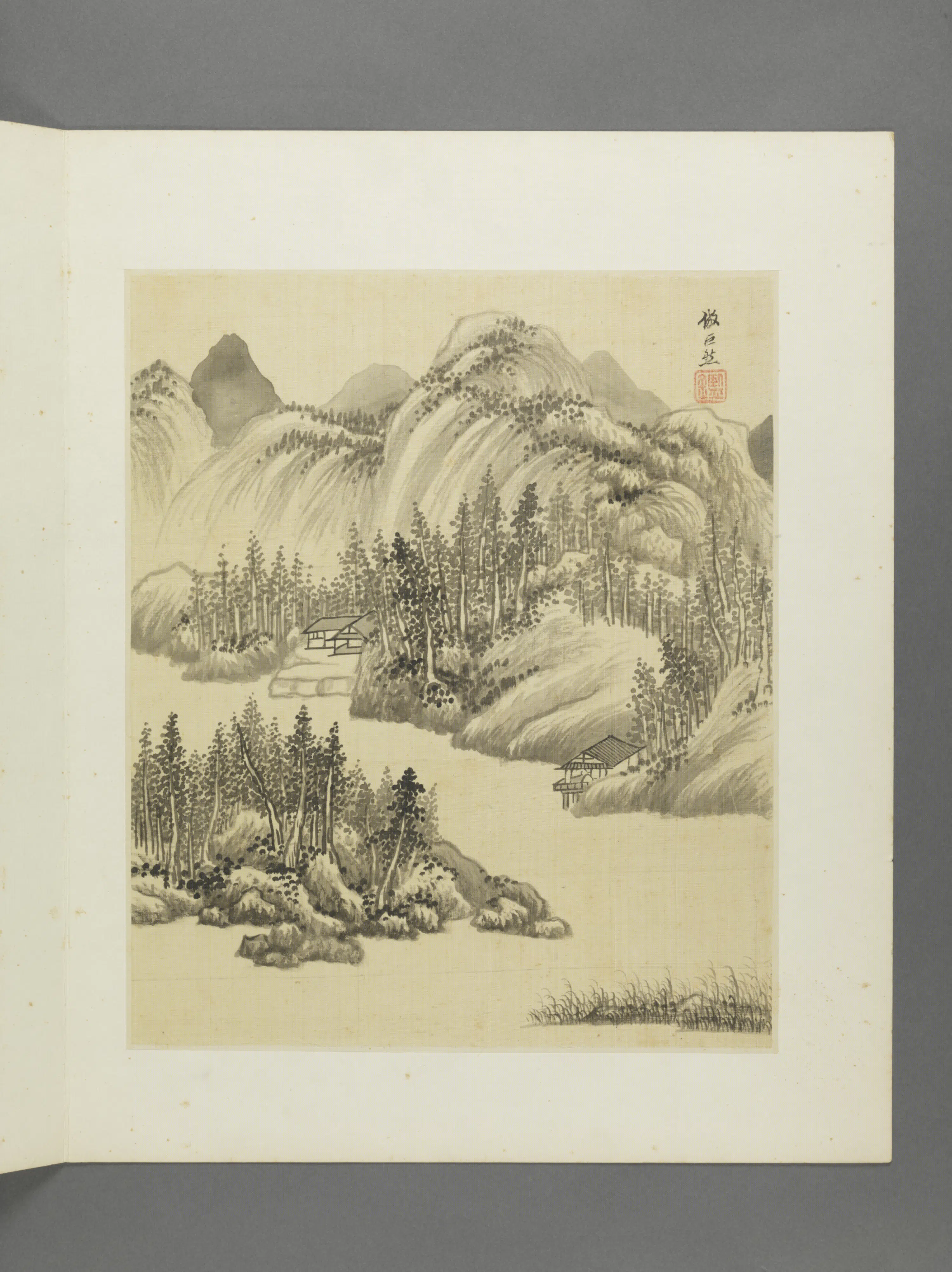 清代【王鉴】《仿古山水册（12开）》 第6张