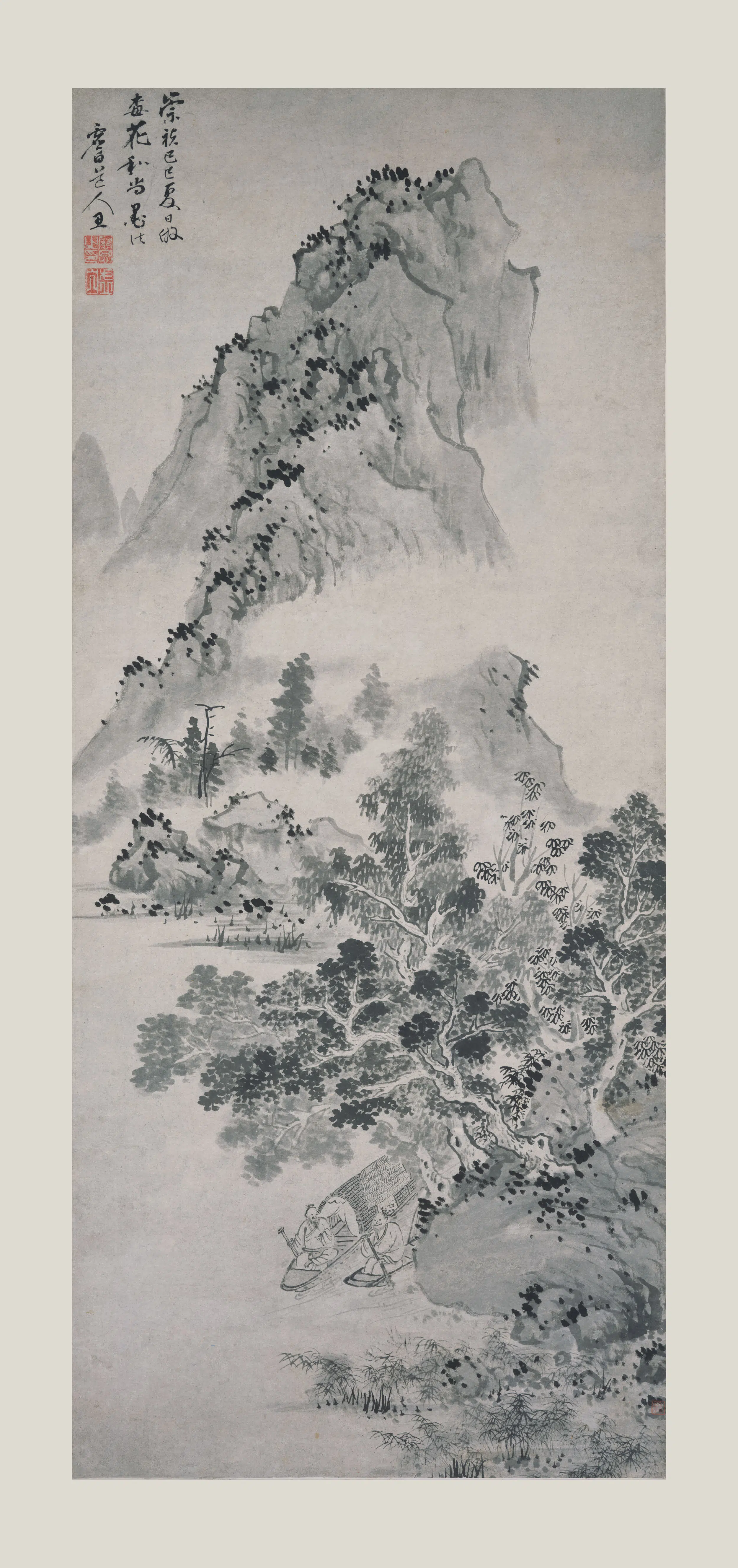 明朝【关思】《墨笔山水轴》