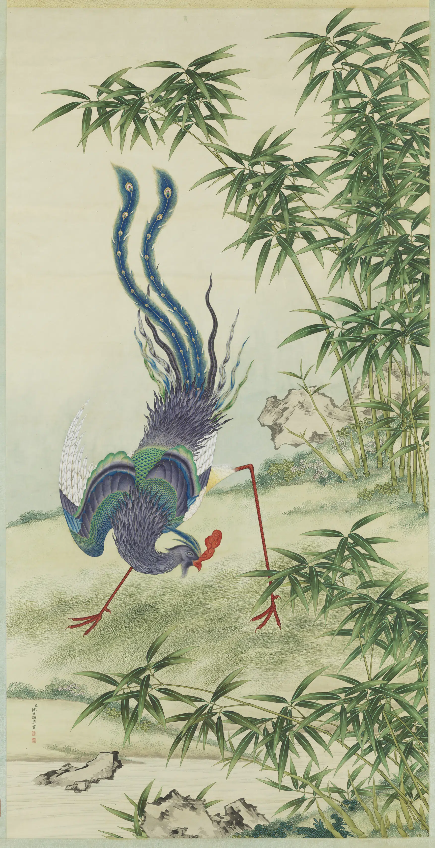 清代【沈世杰】《画竹图轴》