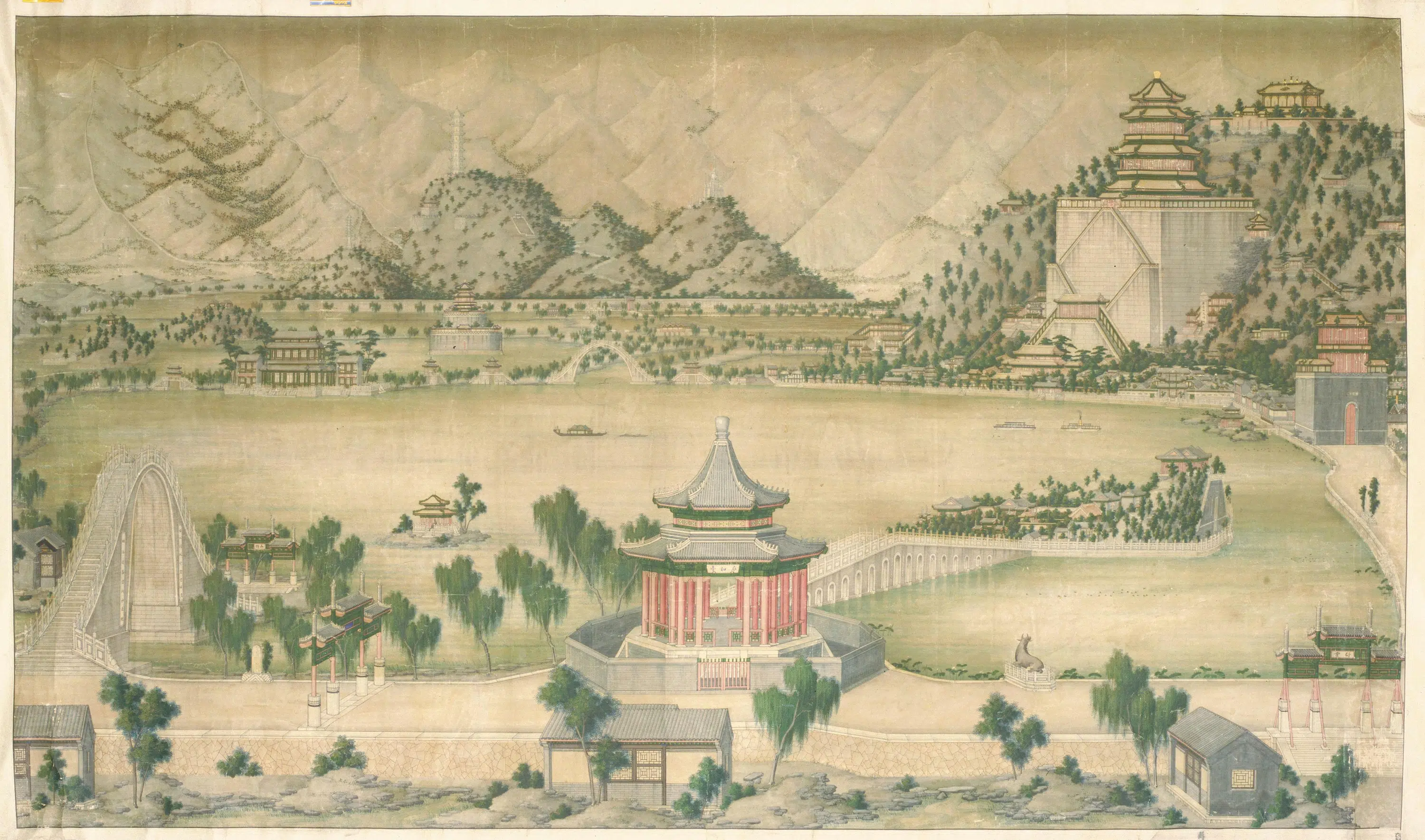清代【佚名】《颐和园风景图轴》