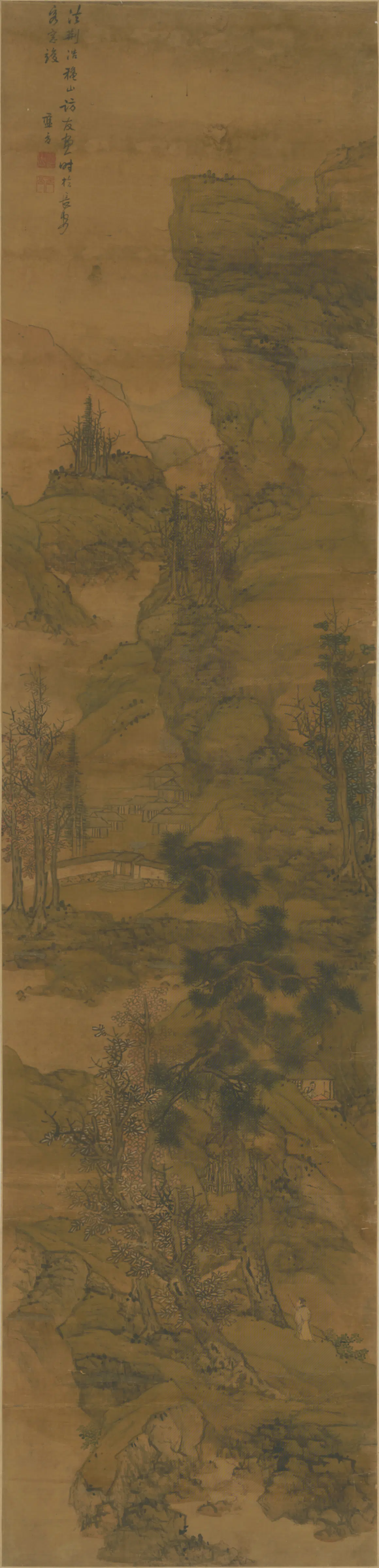 清代【蓝孟】《秋山访友图轴》