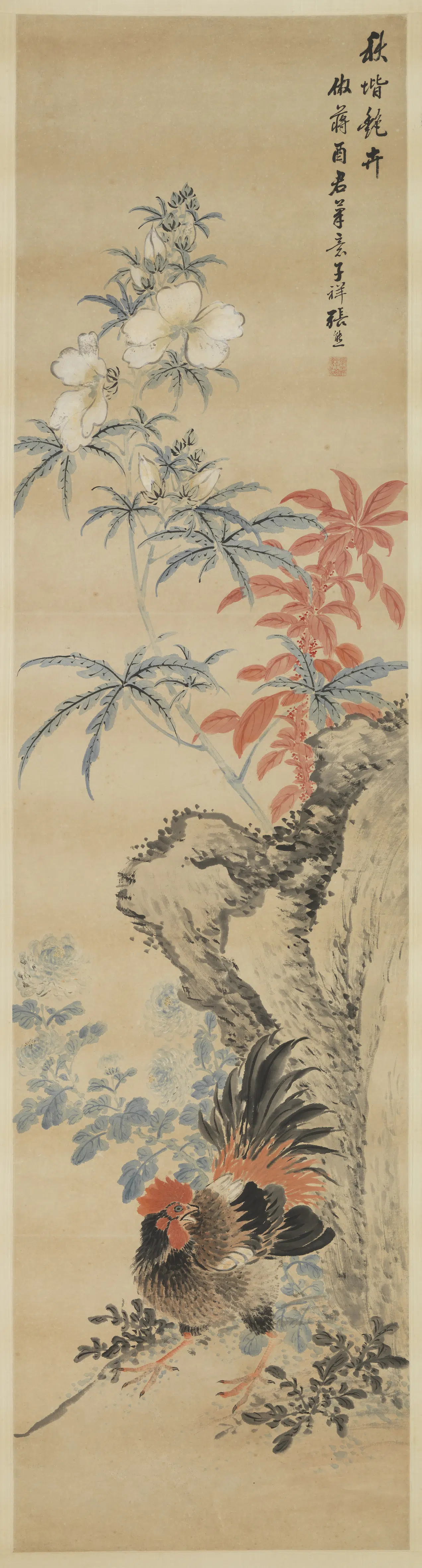 清代【张熊】《花鸟四屏图轴》 第3张 清代【张熊】《花鸟四屏图轴》 第3张