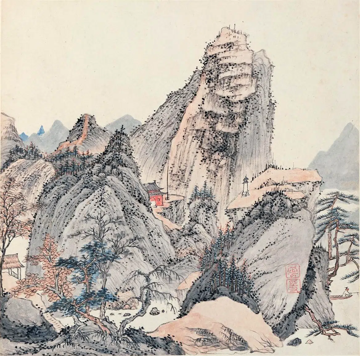 清代【弘仁】《山水册》 第11张