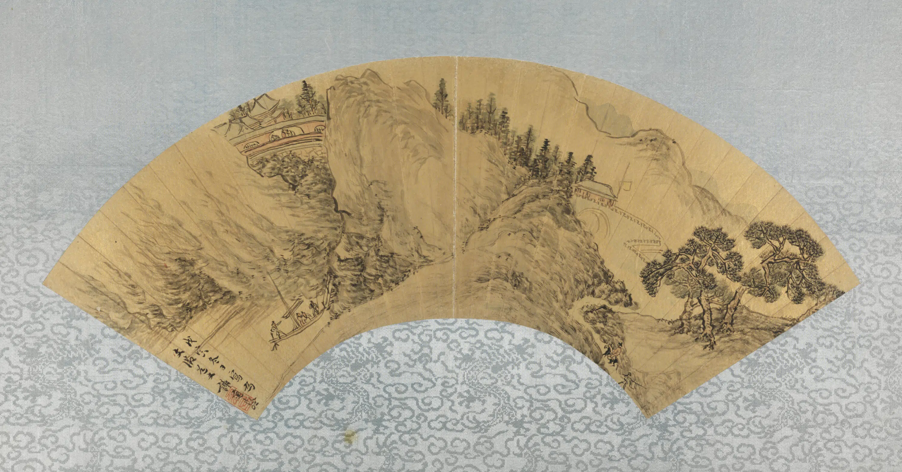 明朝【谢道龄】《山水扇面-2》