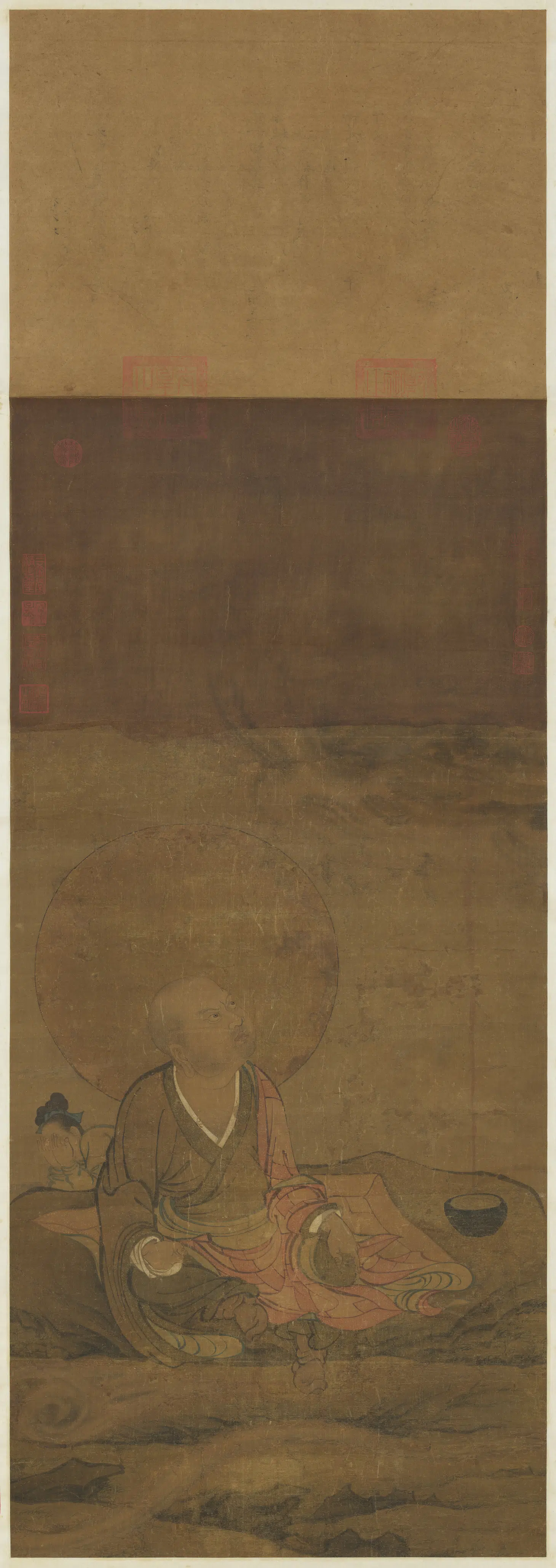 宋代《宋人画十六尊者（十五）图轴》