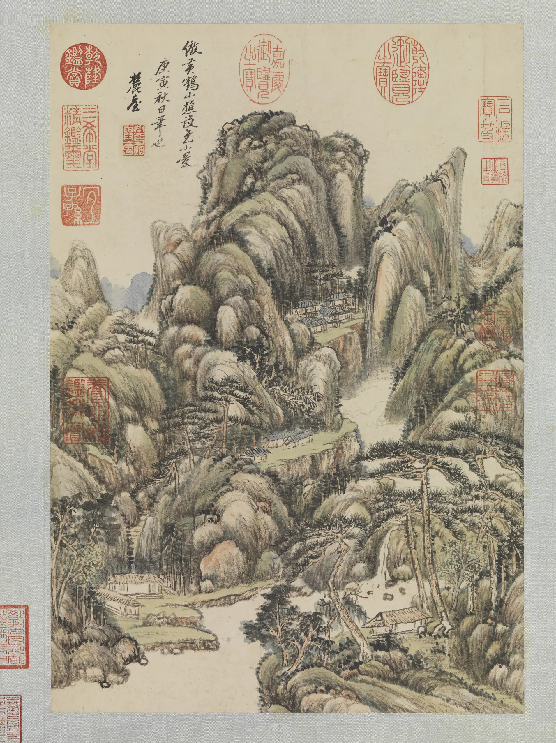 清代【王原祁】《仿王蒙山水图轴》