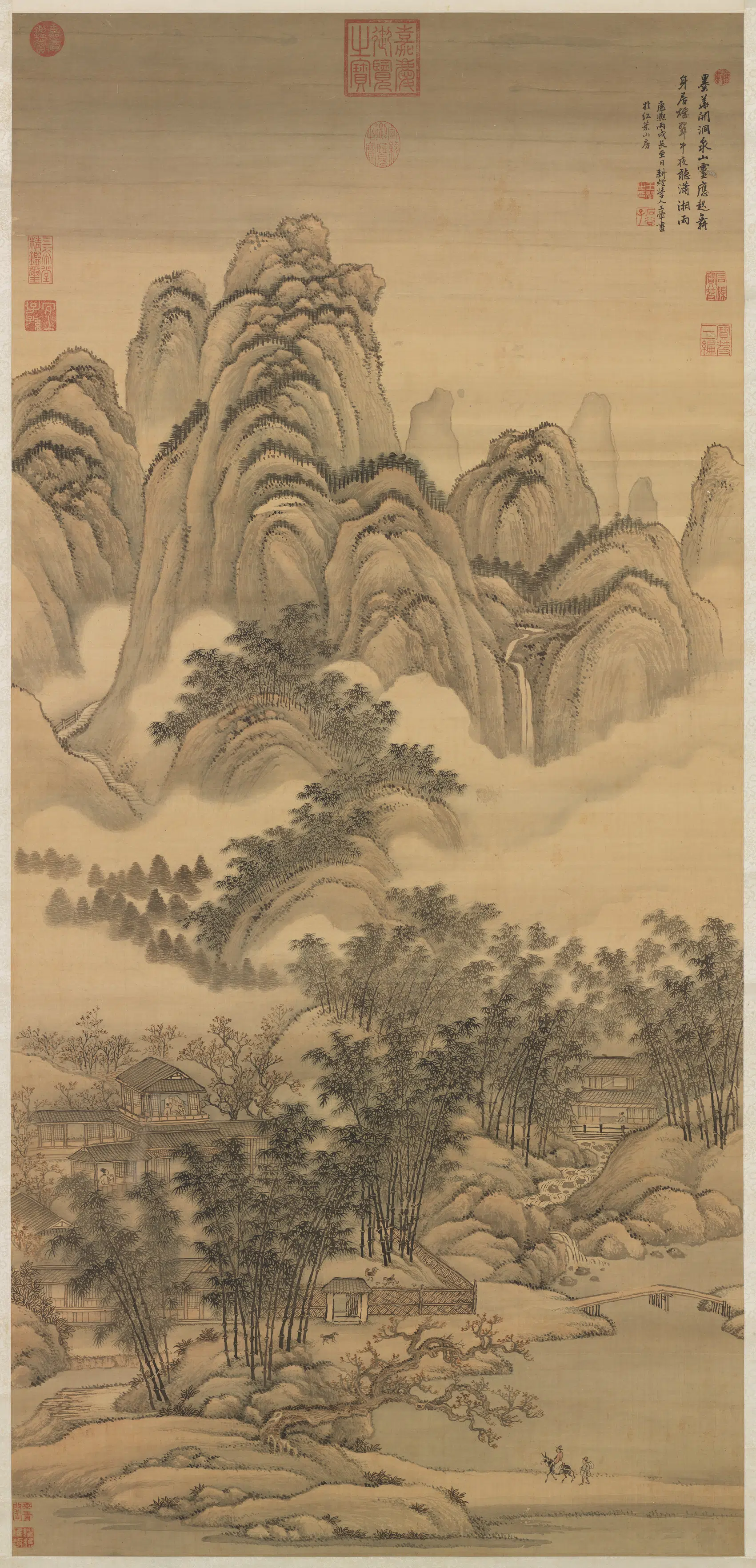 清代【王翚】《潇湘听雨图轴》