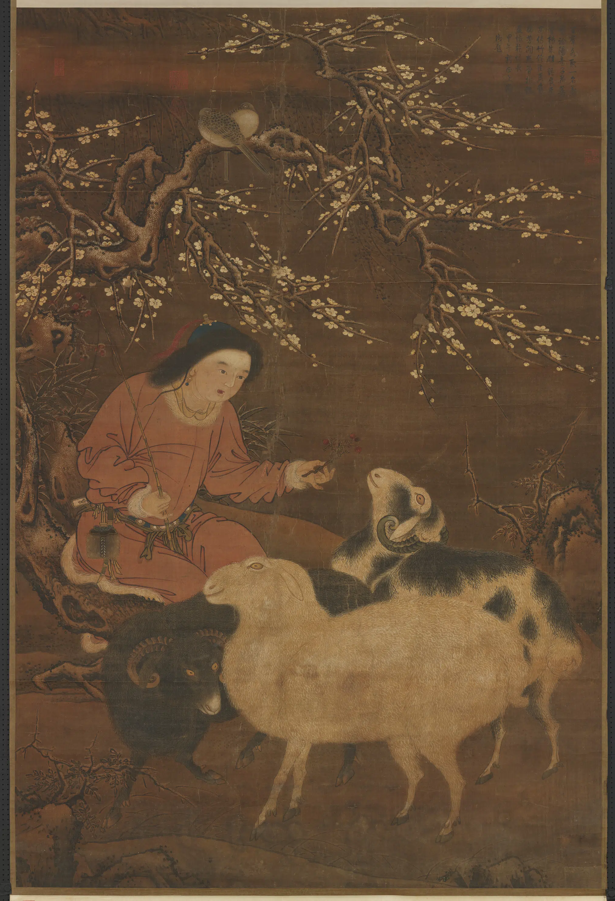 元代《元人三羊开泰图轴-1》