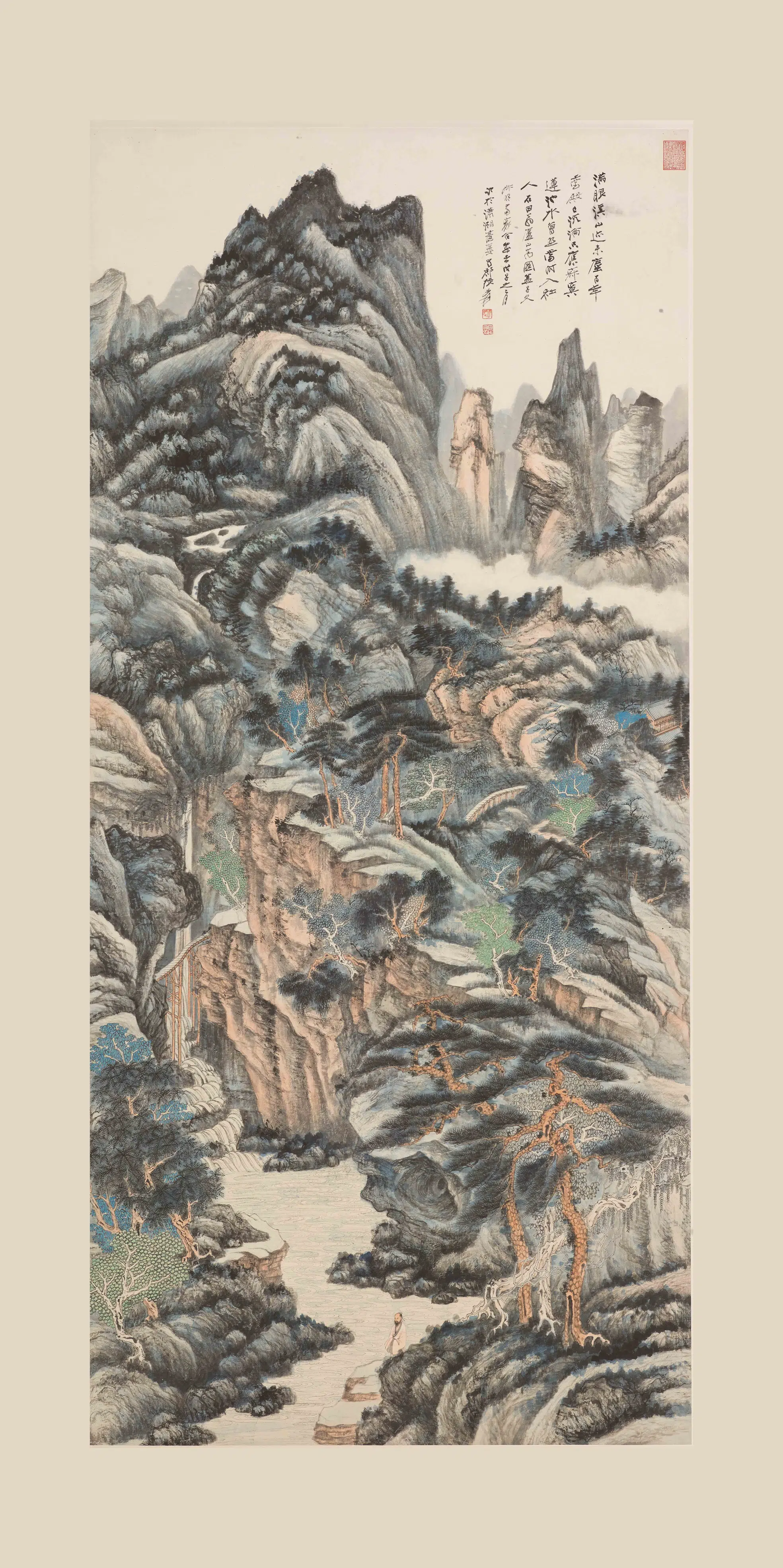 近现代【张大千】《庐山高图轴》