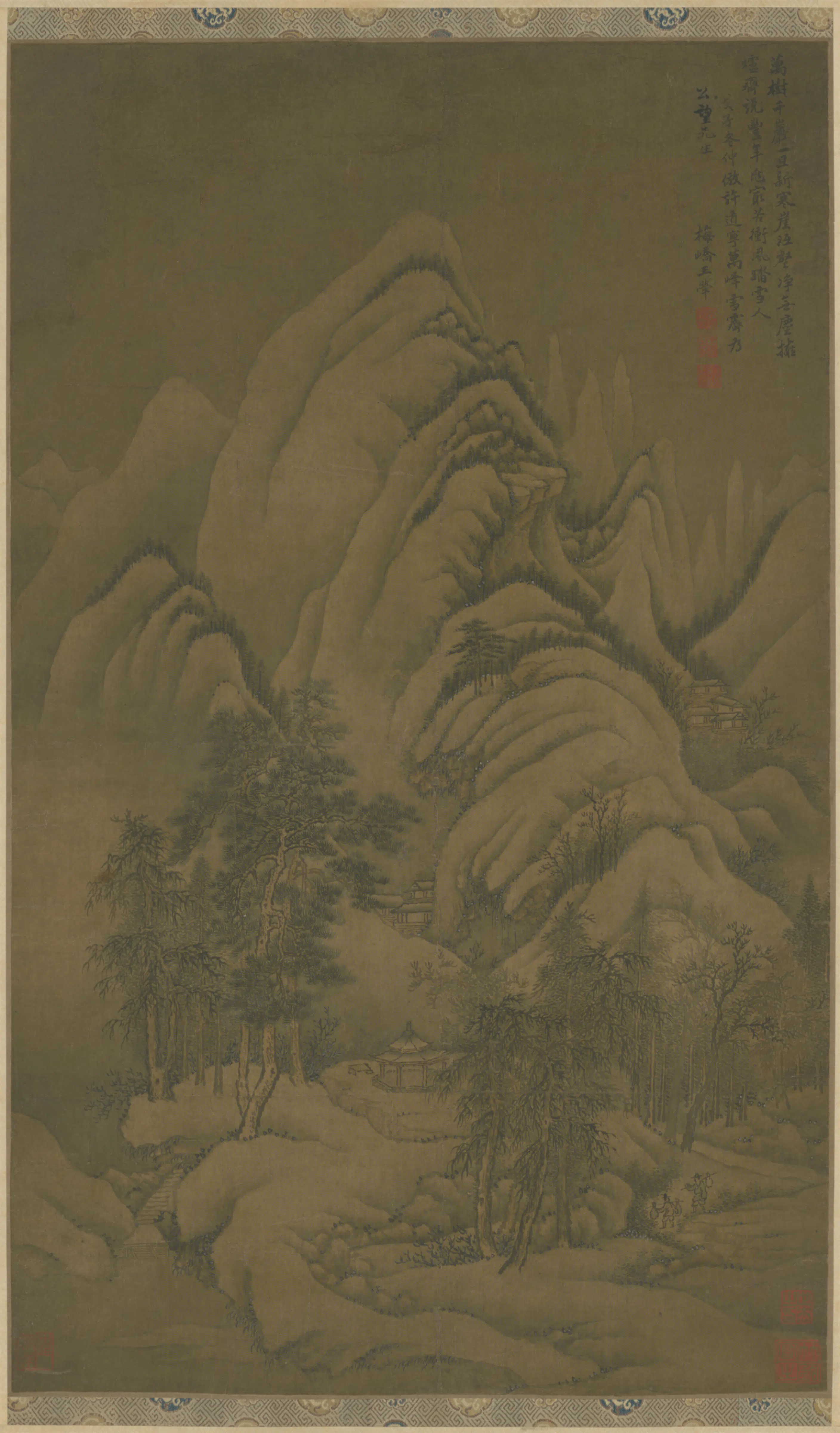 清代【王荦】《王犖雪景山水轴》