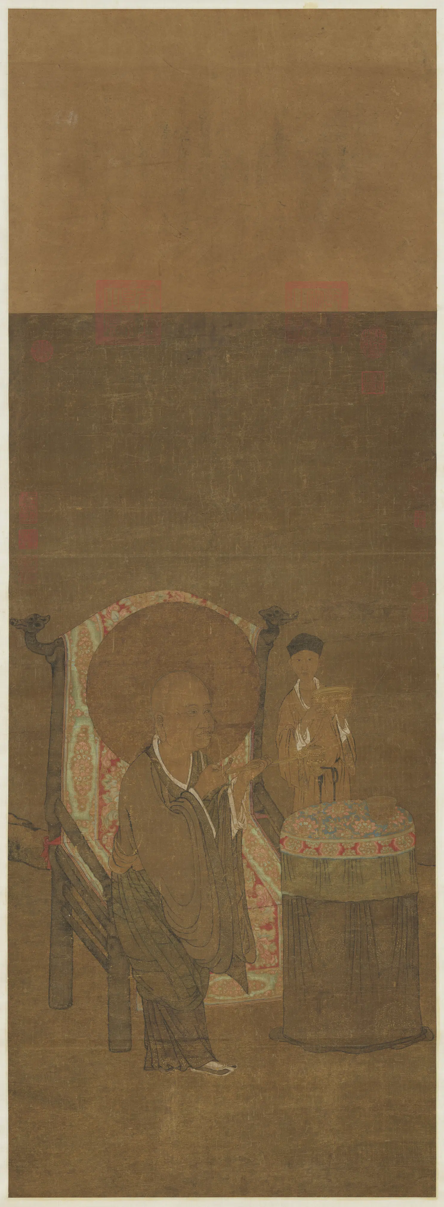 宋代《宋人画十六尊者（七）图轴》