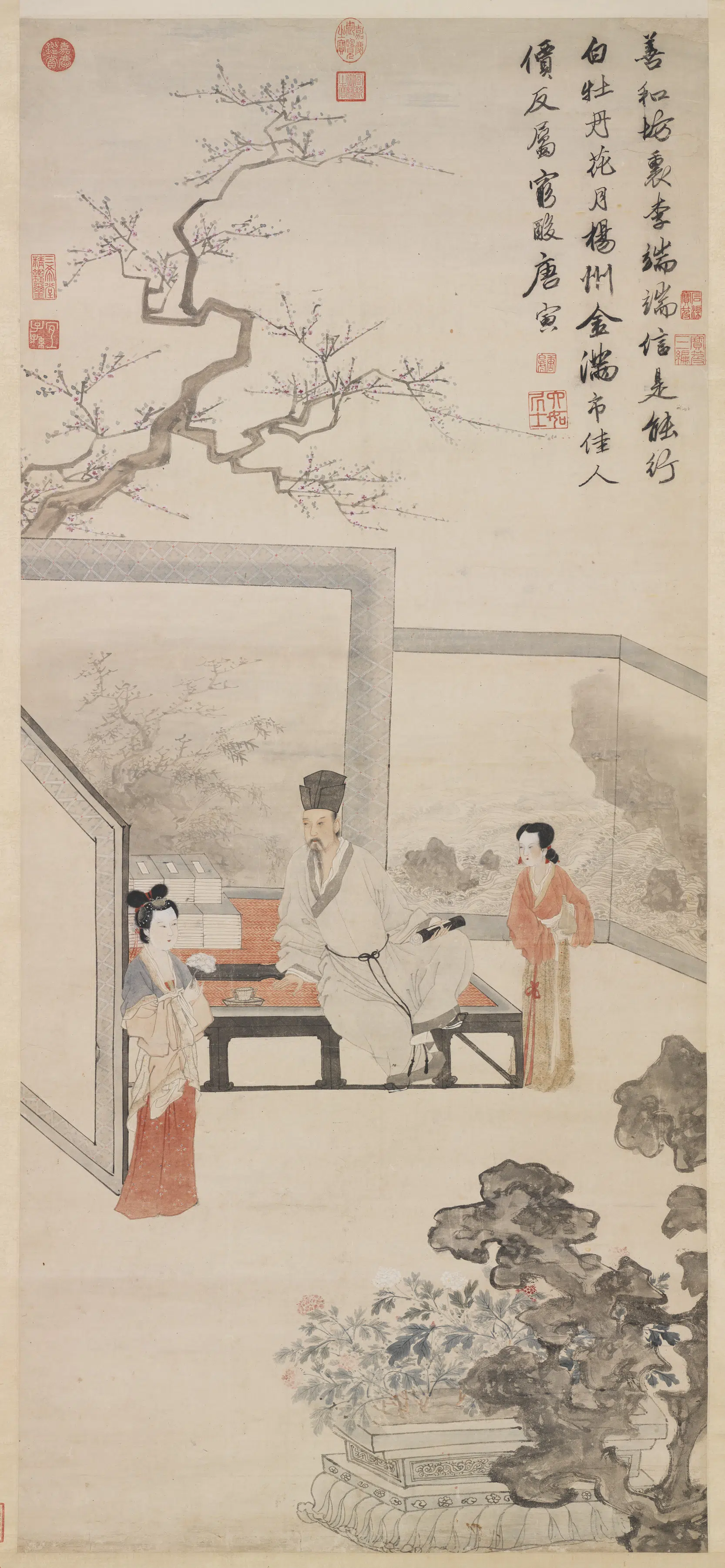 明朝【唐寅】《仿唐人仕女图轴》