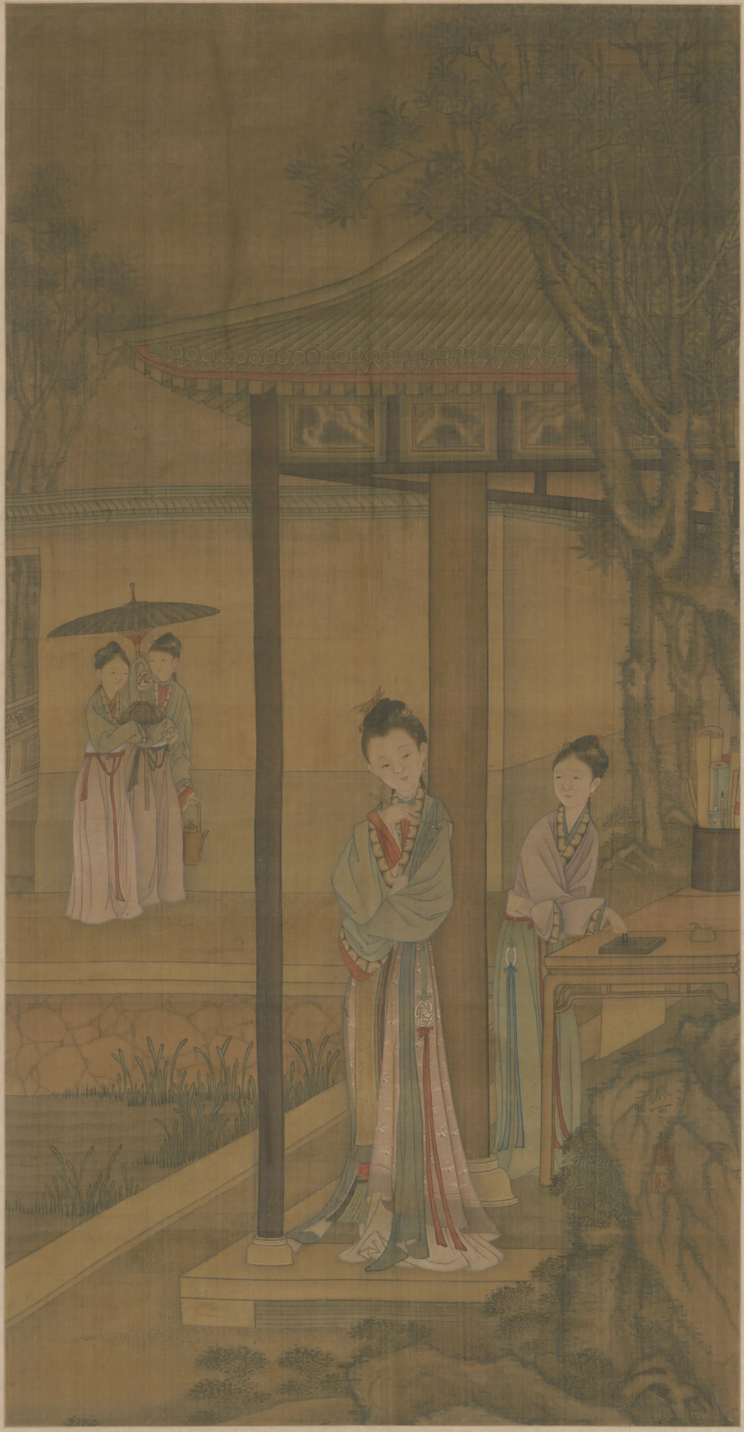 清代【冷铨】《仕女图轴》