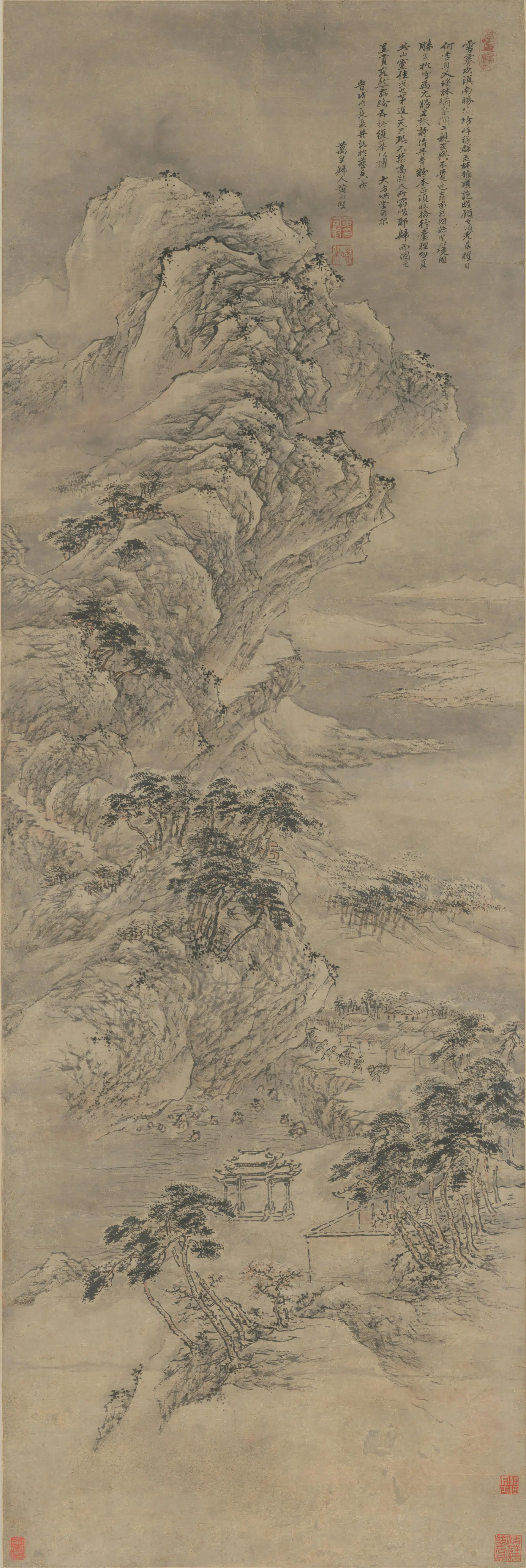 清代【黄向坚】《滇南胜境坊雪景轴》
