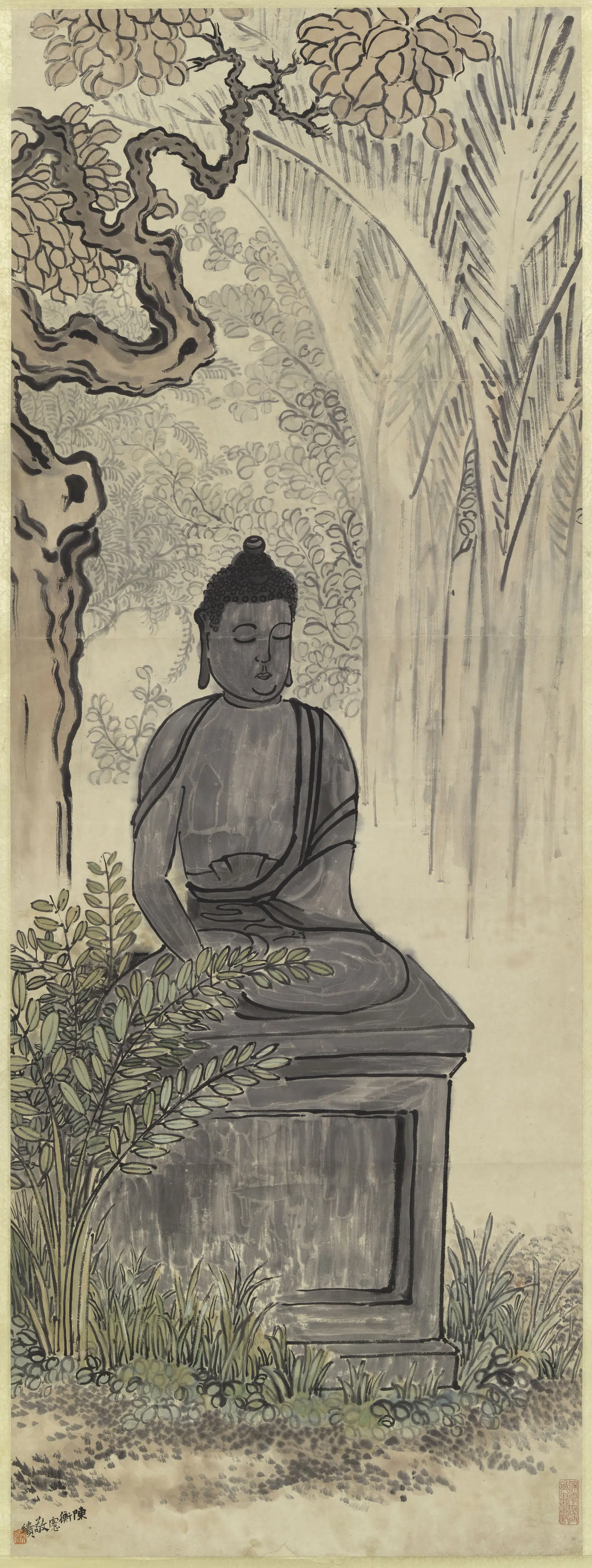 近现代【陈师曾(陈衡恪)】《佛像图轴》
