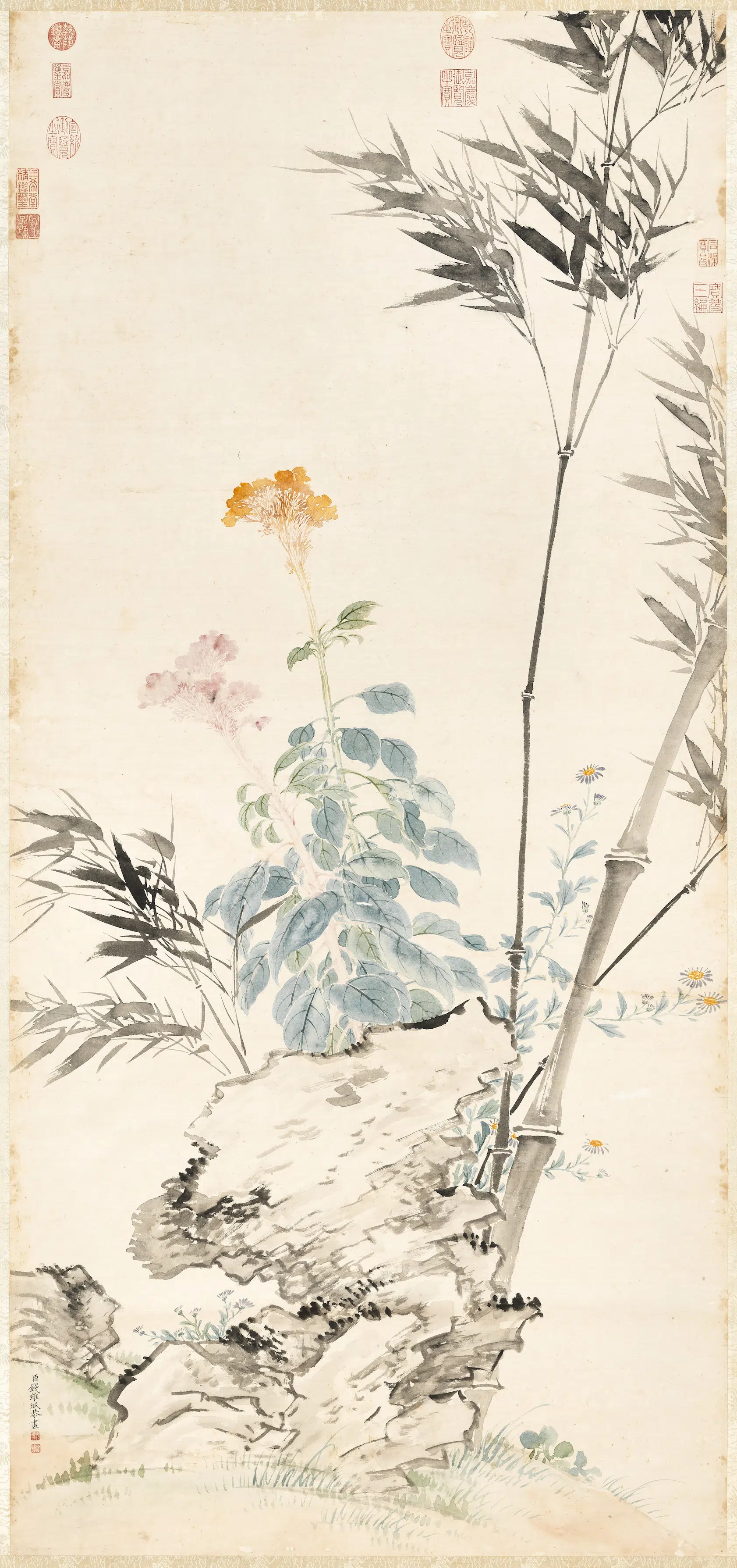 清代【钱维城】《竹石写生图轴》