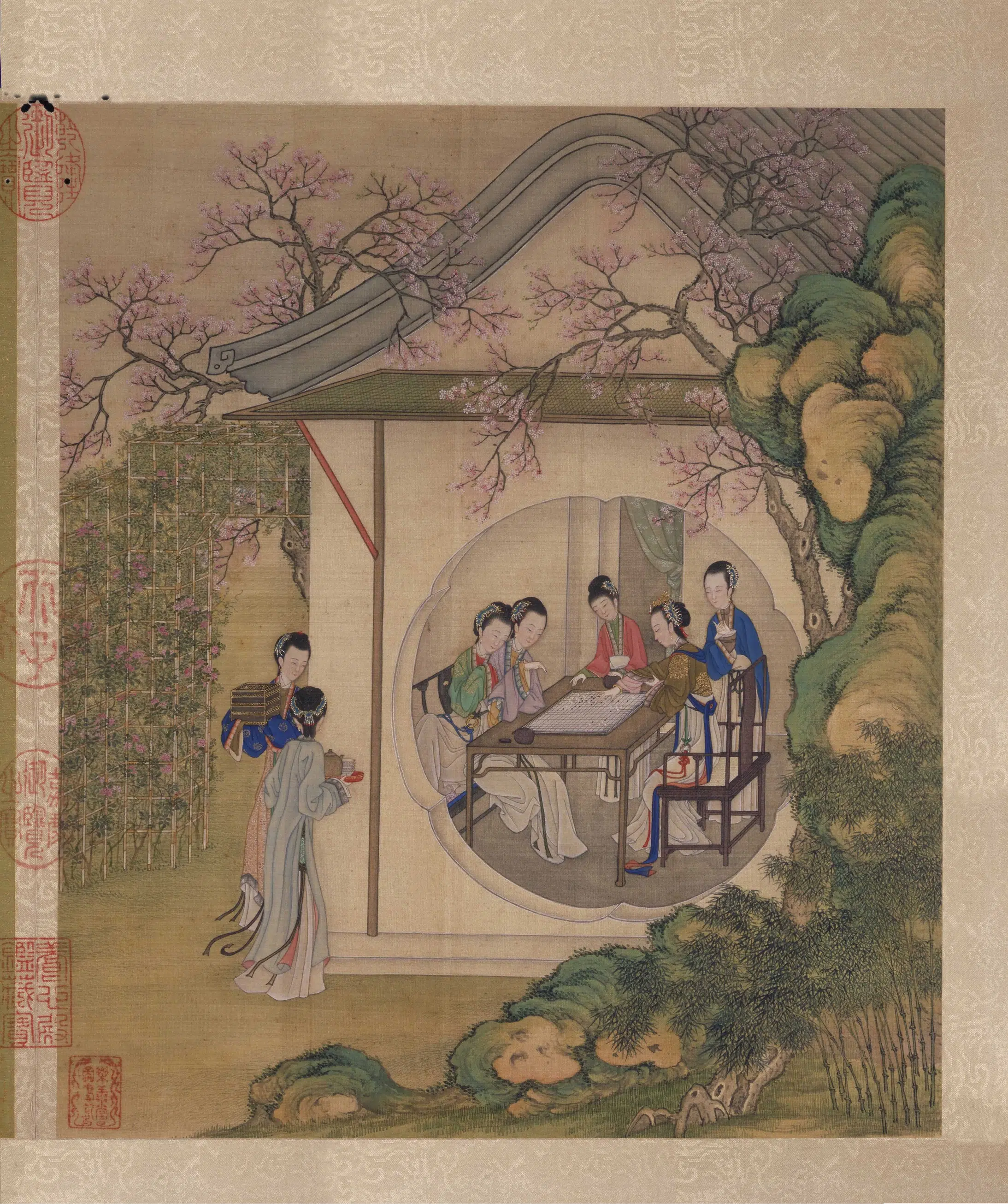 清代【陈枚】《月曼清游图册十二开-(碧池采莲)》 第11张 清代【陈枚】《月曼清游图册十二开-(碧池采莲)》 第11张