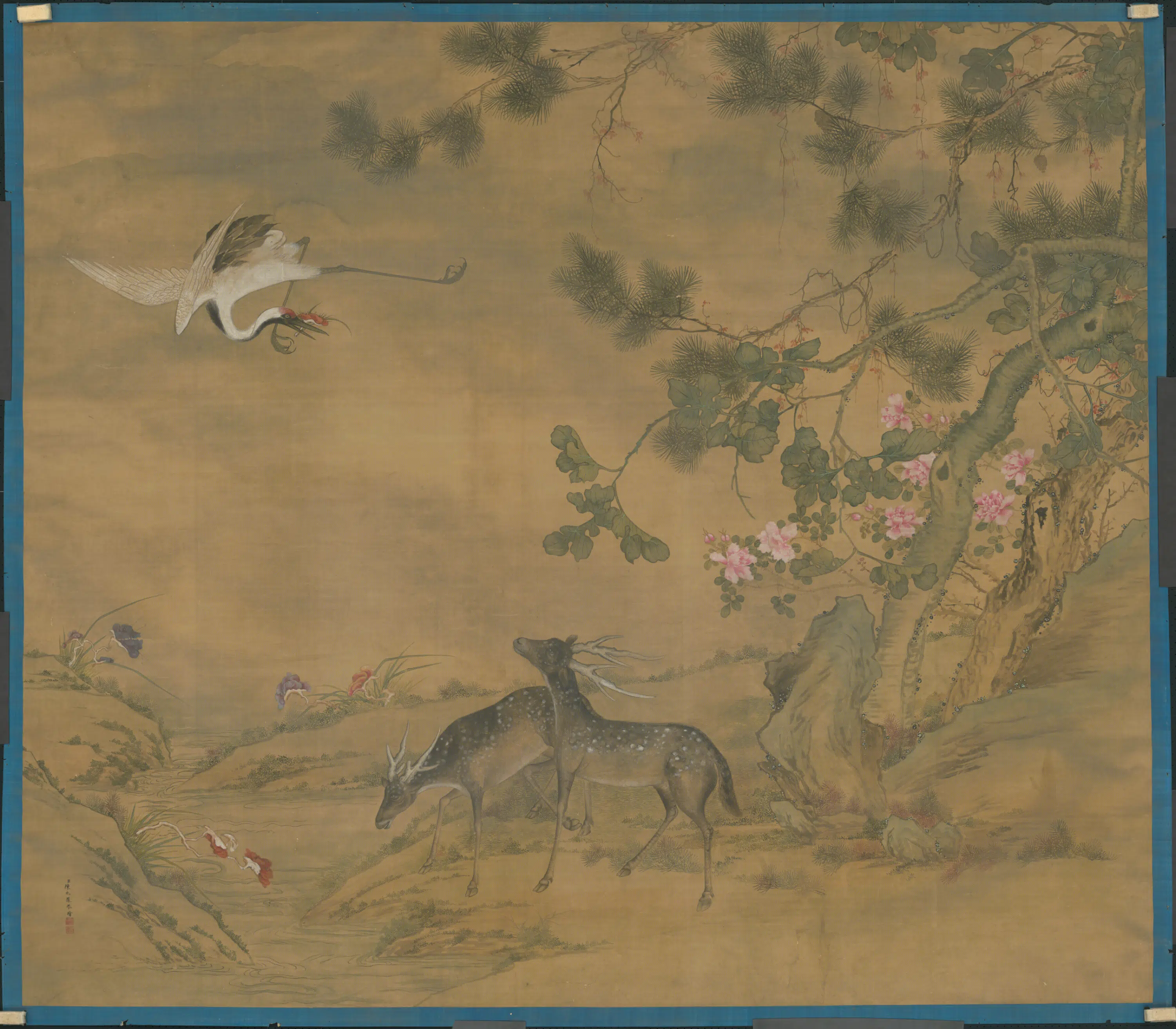 清代【陈兆凤】《画鹤鹿贴落》