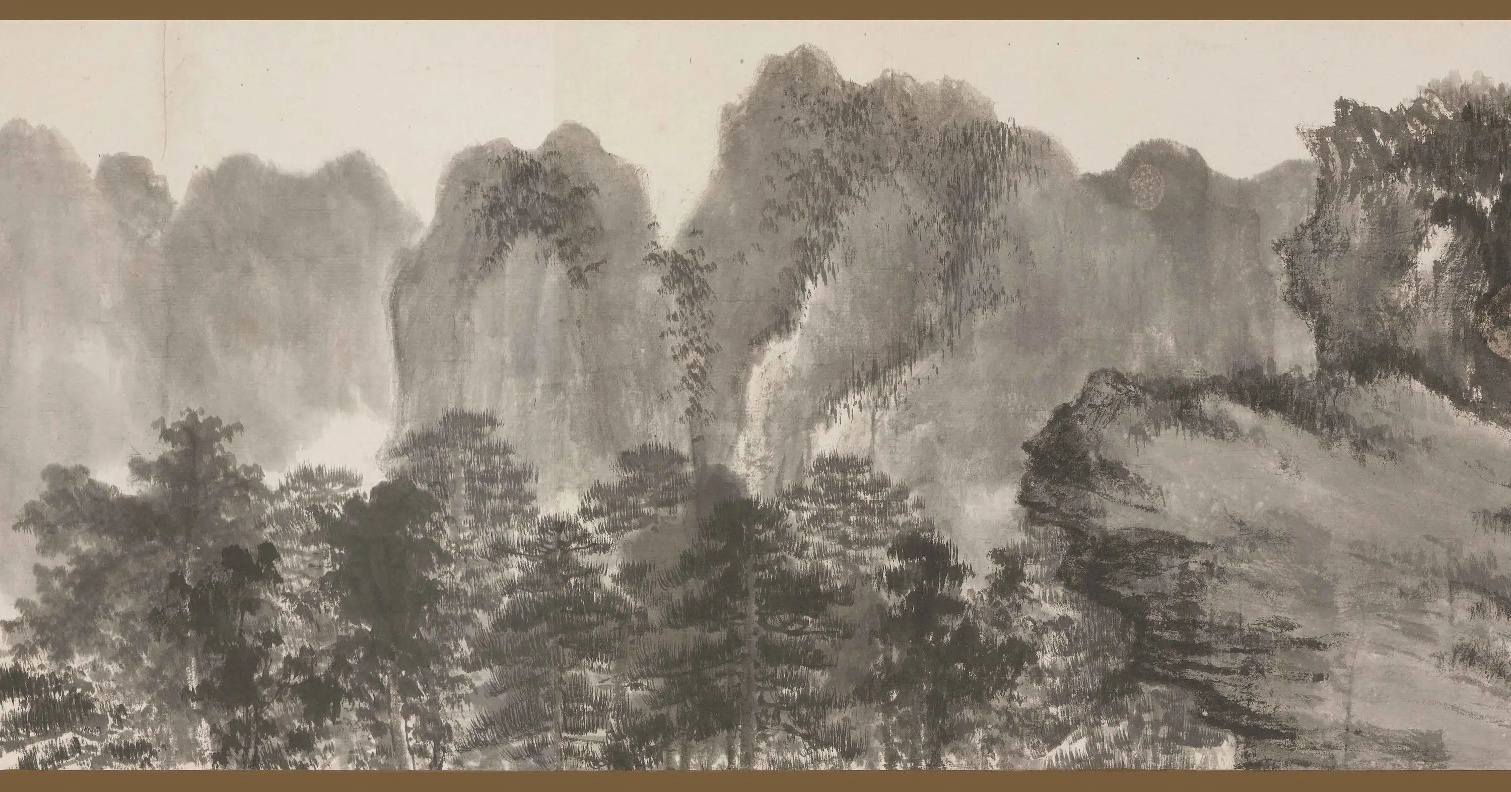 近现代【谢稚柳】《墨笔山水并书卷》 第3张 近现代【谢稚柳】《墨笔山水并书卷》 第3张