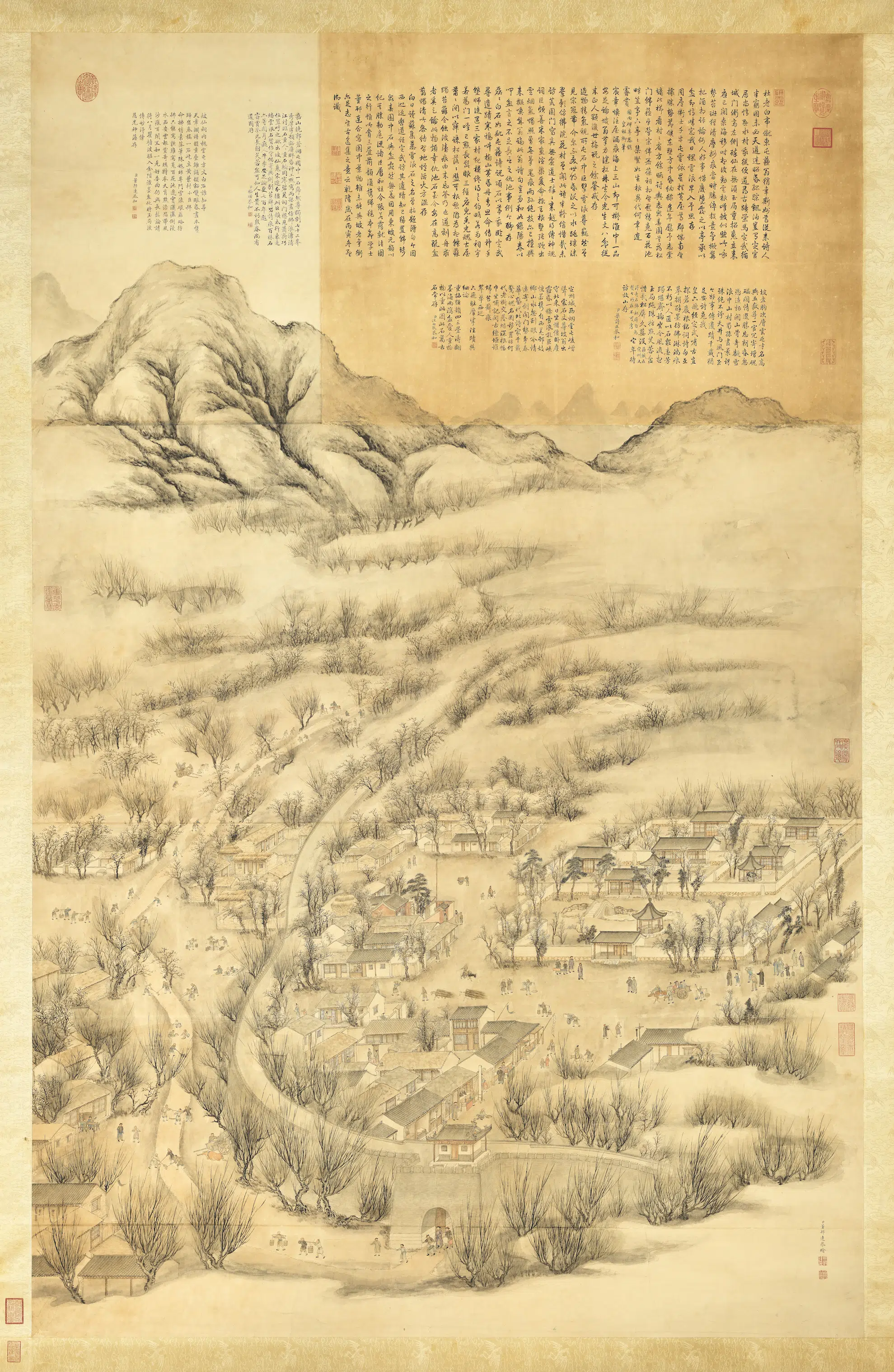 清代【董邦达】《绘御制雪浪石诗图轴》