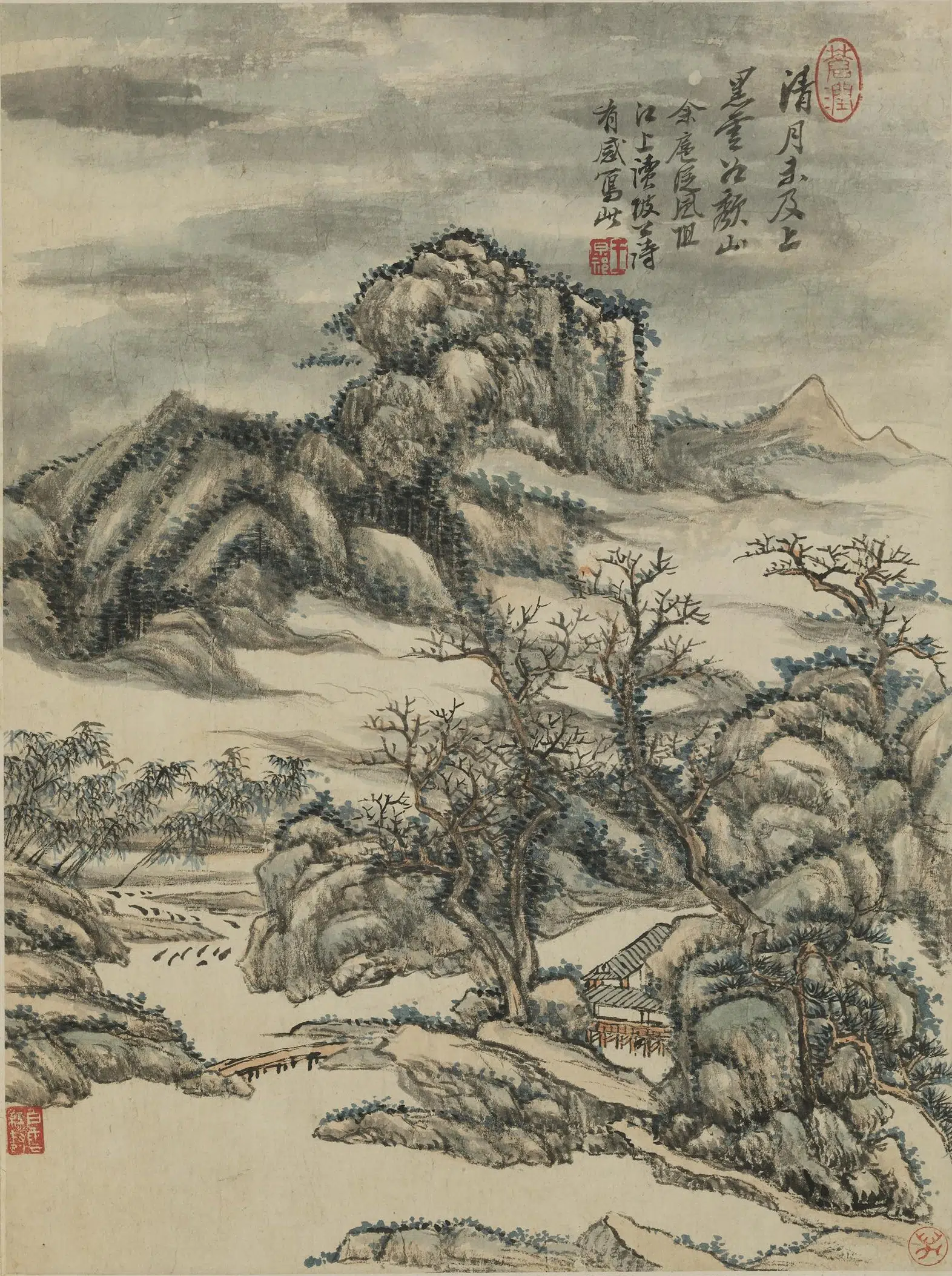 清代【王原祁】《仿古山水图册-2》 第11张 清代【王原祁】《仿古山水图册-2》 第11张