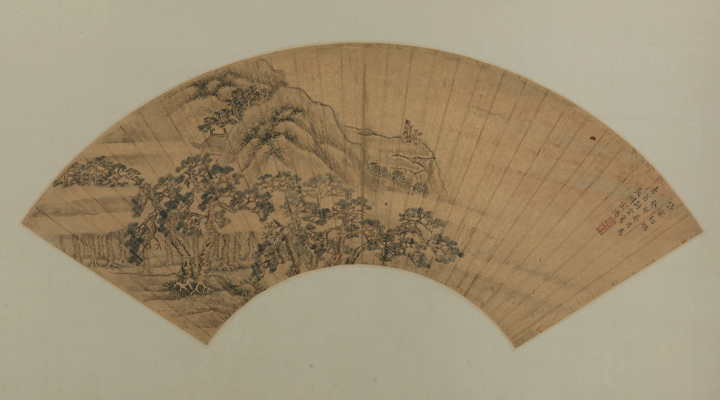 明朝洪武【宋鸿】《岱宗初旭图扇页》
